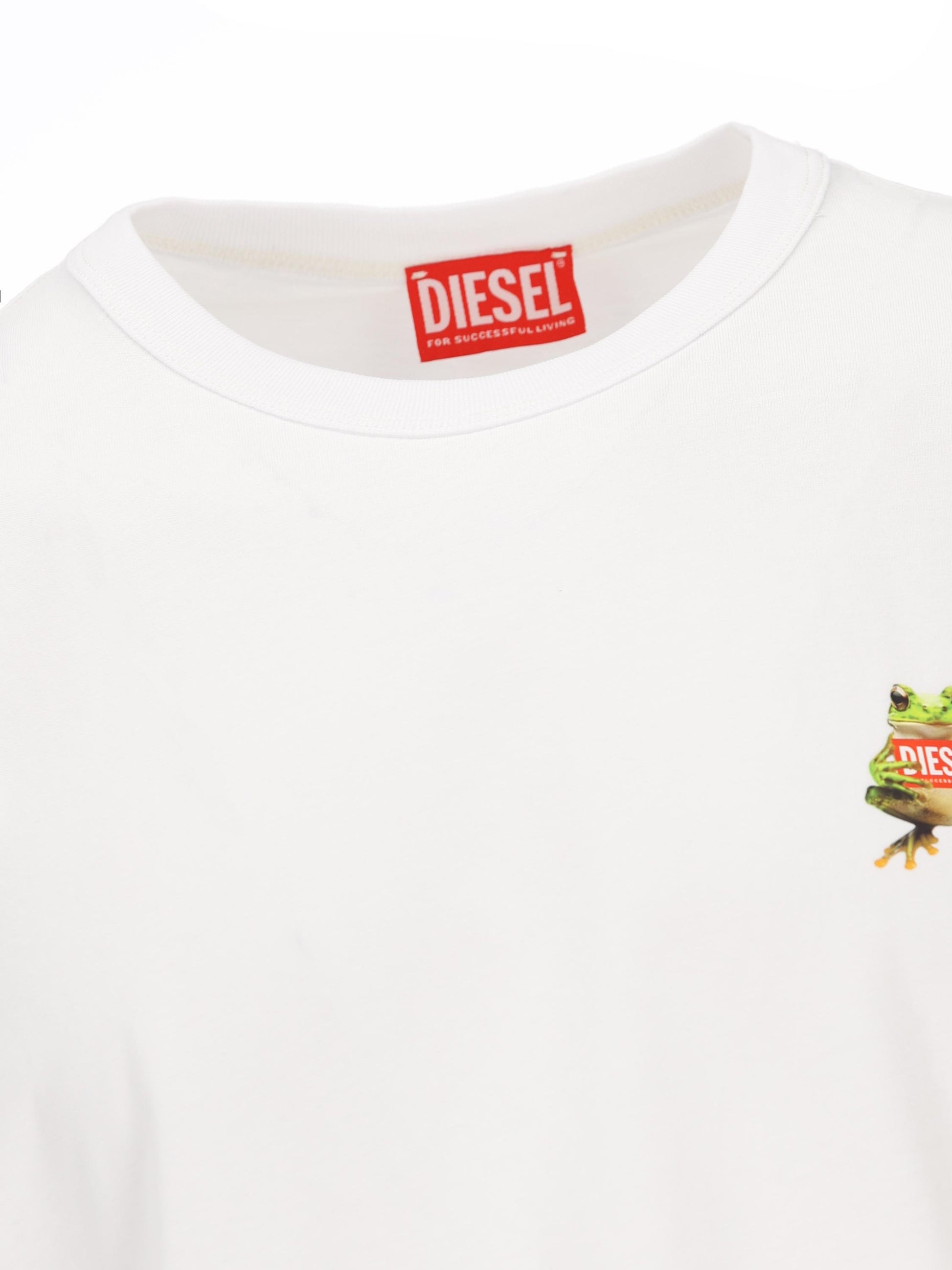 T-shirt con stampa di rana e logo A21651 0PLAT100 DIESEL 