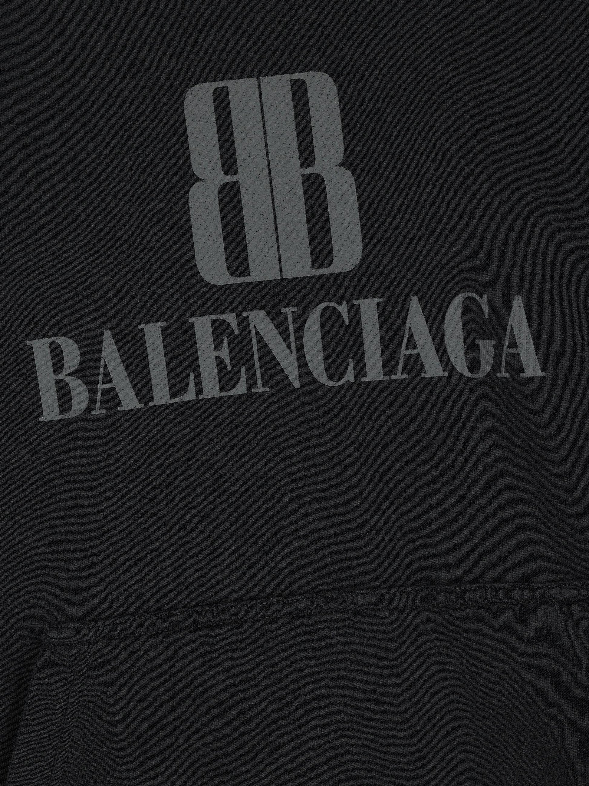 Hoodie Nano BB Medium Fit in nero délavé 767877 TSVO31083 BALENCIAGA 