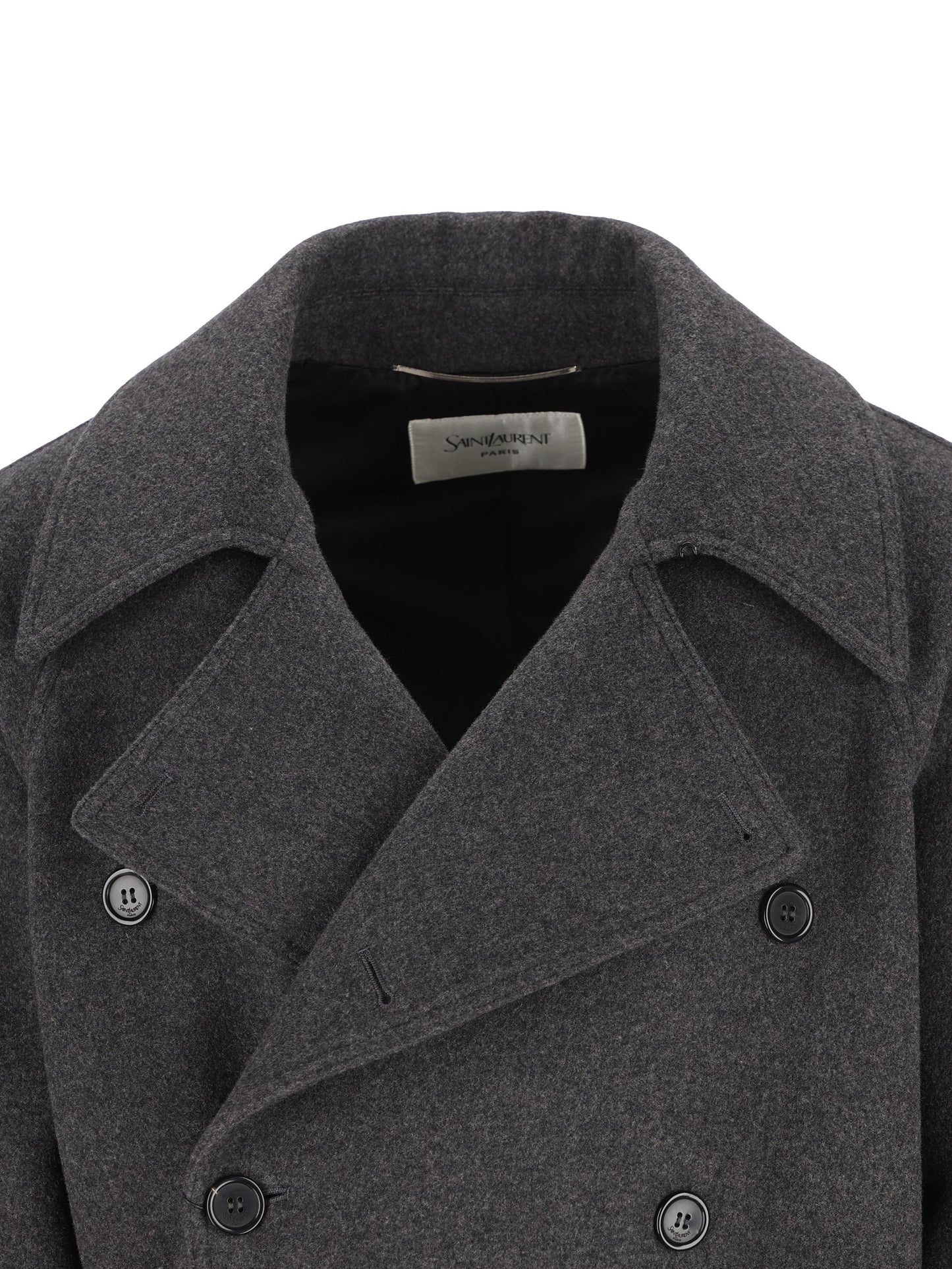 Cappotto lungo realizzato in cashmere. 848512 Y1M971473 SAINT LAURENT 