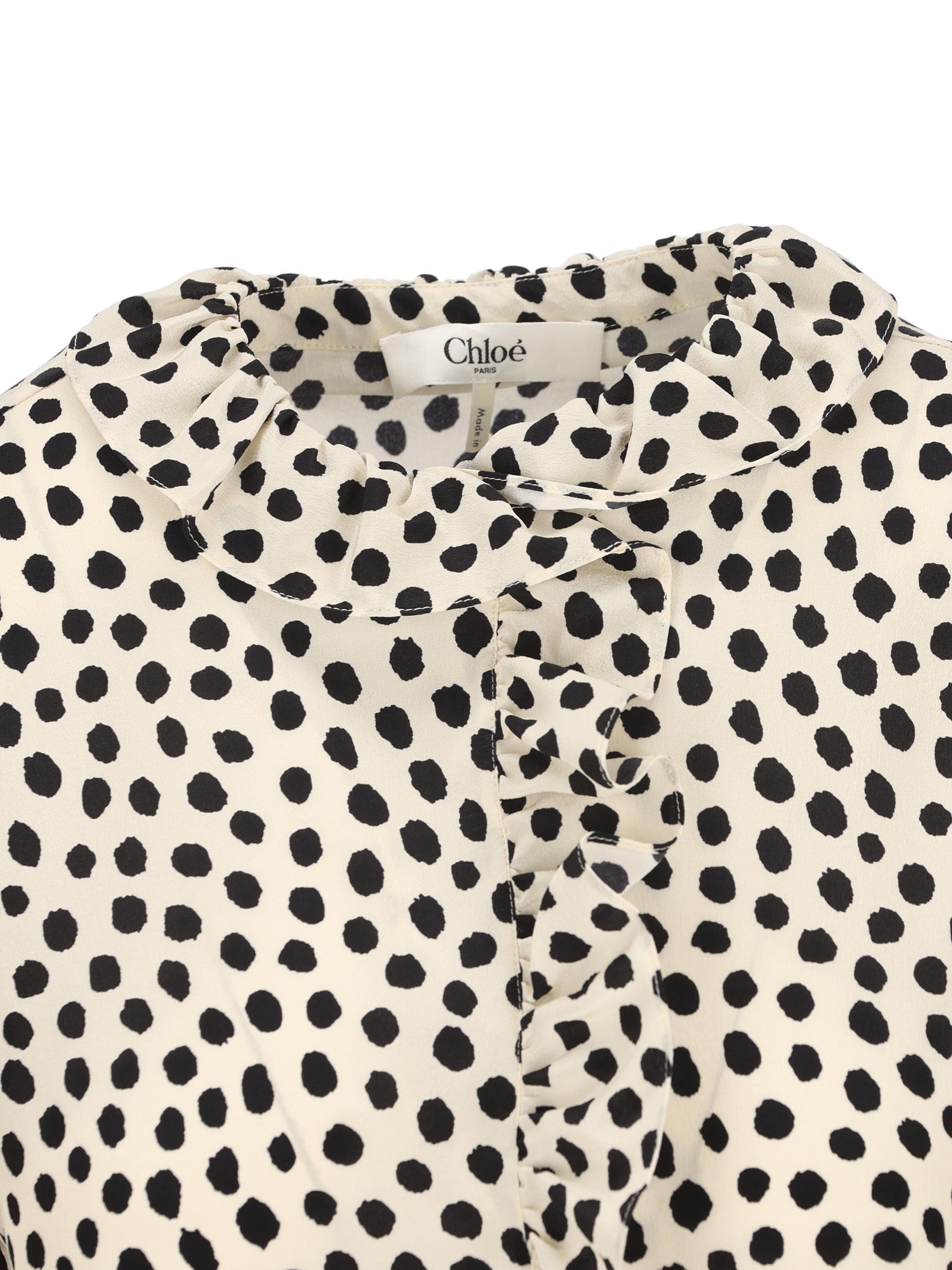 Top con volant a maniche corte in crêpe de chine. CH26SHT33306 94Q CHLOE' 