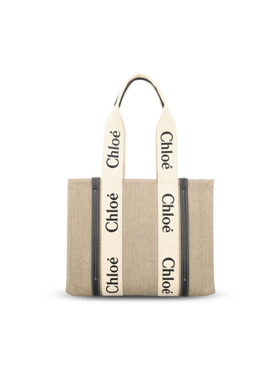 Borsa realizzata in lino e pelle di vitello. CHC22AS383I26 91J CHLOE' 