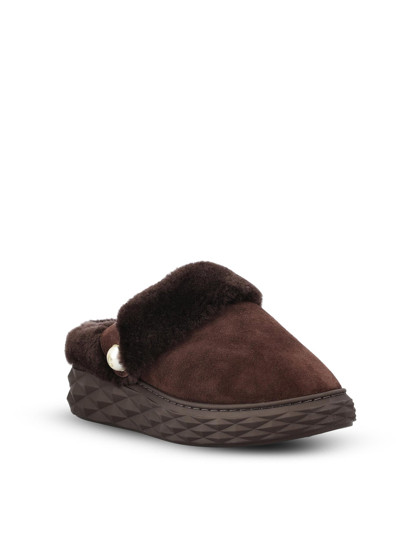 Mule realizzate in pelle scamosciata. DIAMOND MAXI MULE/F FUWV CHOCOLATE/CHOCOLATE JIMMY CHOO 