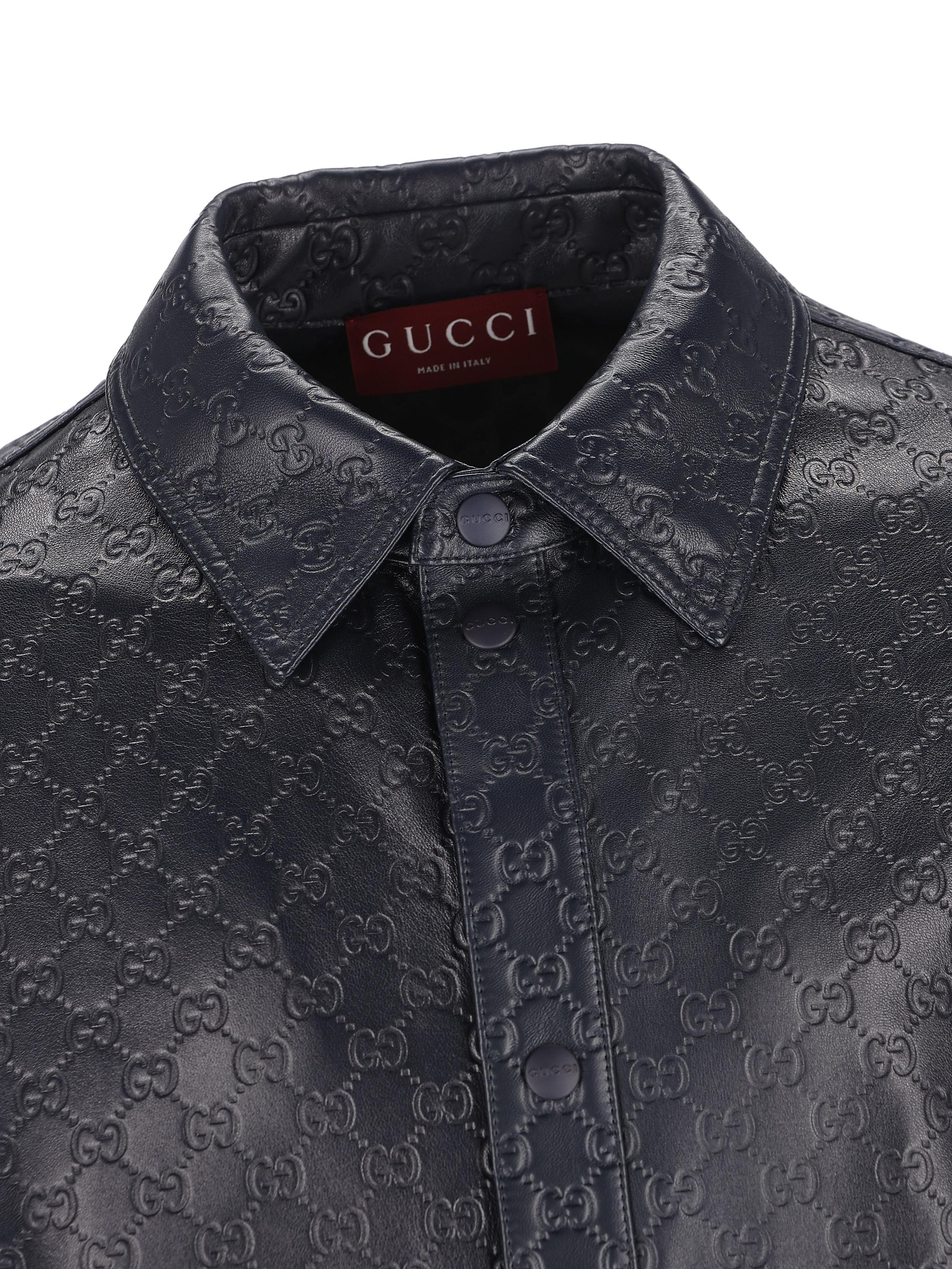 GUCCI GGモノグラム 総柄 シャツ ストレッチ 黒イタリア製 GUCCI グッチ GG柄 シマ ベロア 長袖シャツ ブラック 黒 総柄
