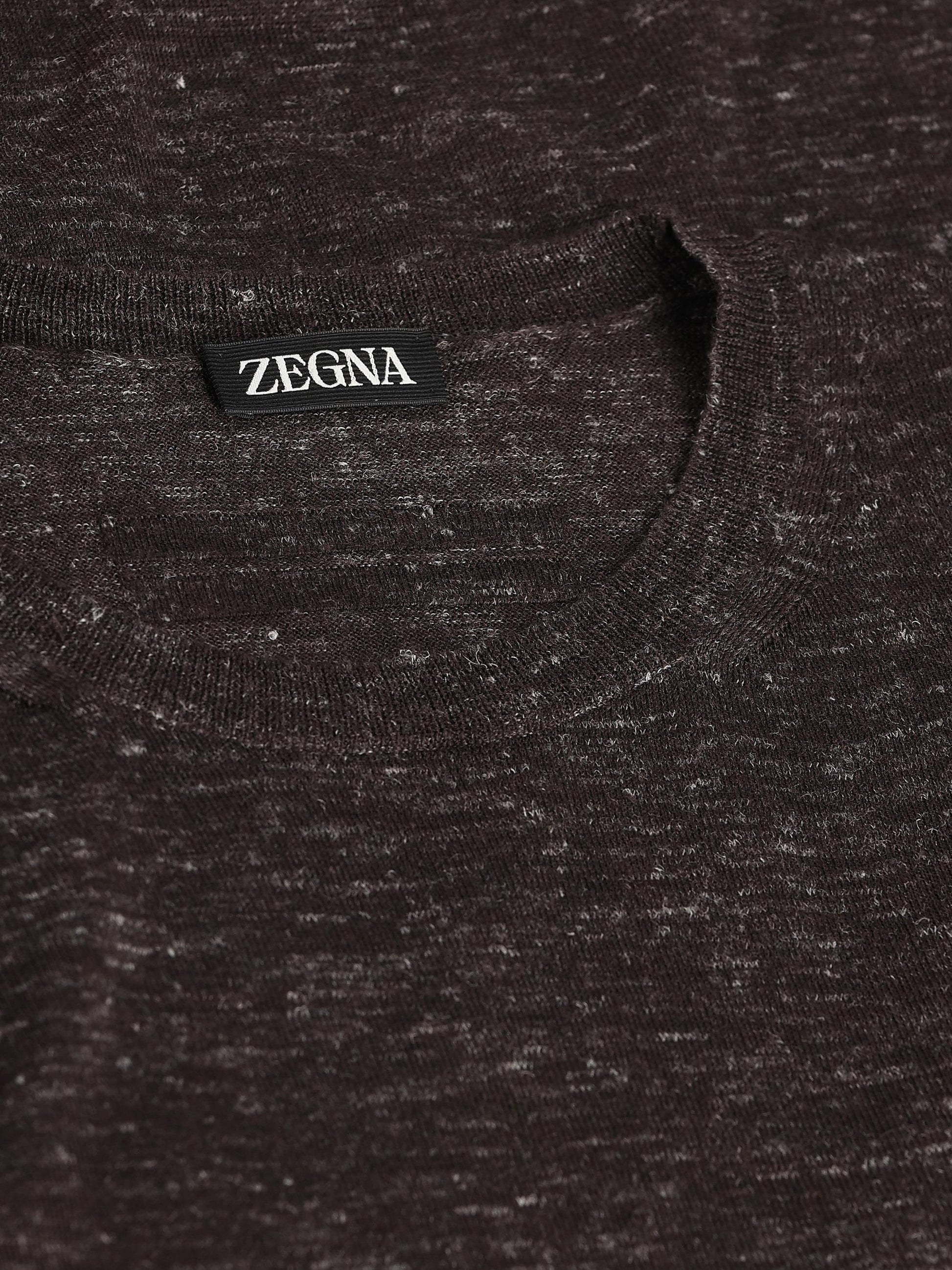 Girocollo in seta, cashmere e lino grigio melange UHF91A3 110202 ZEGNA 