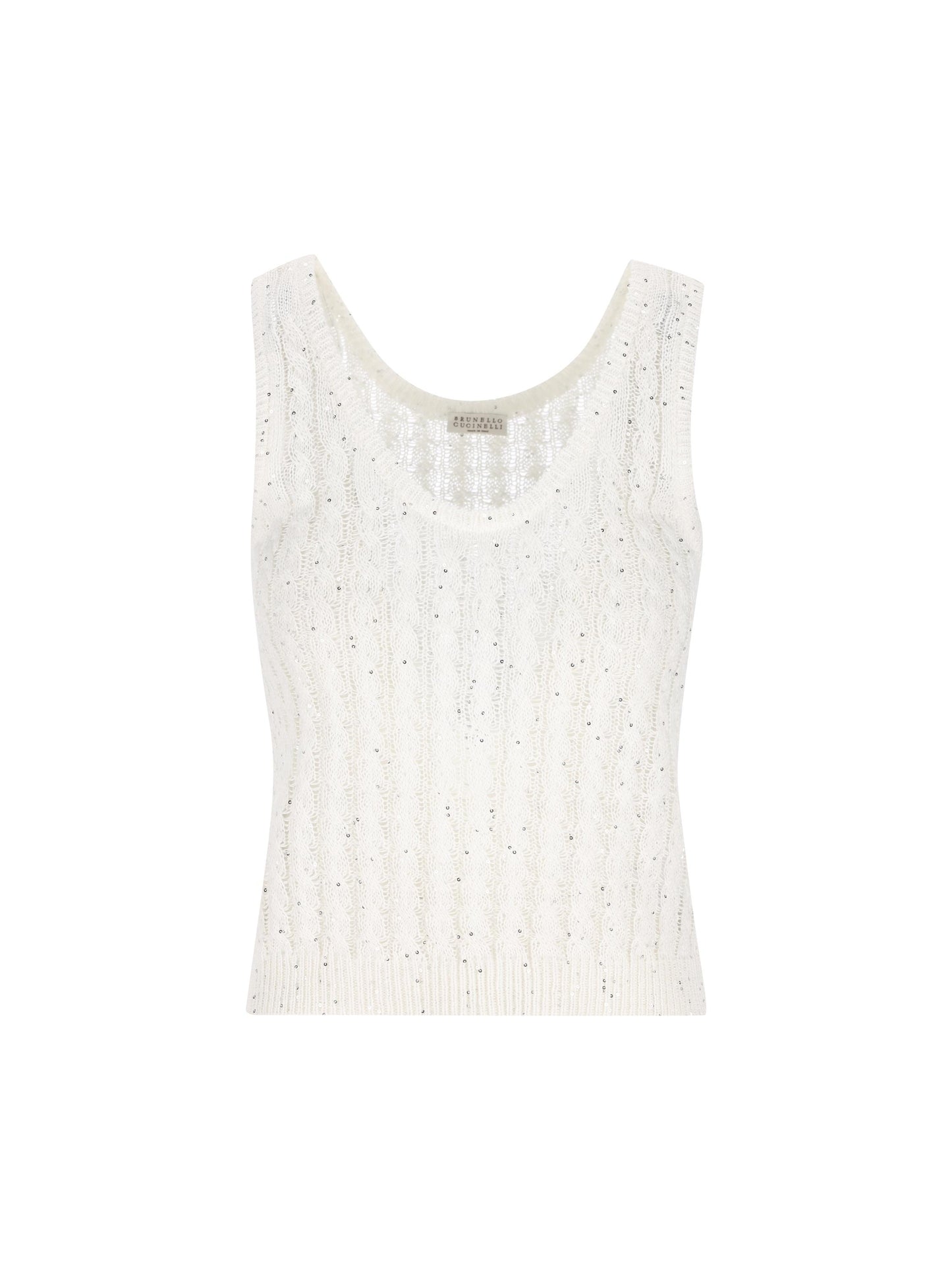 Top in maglia Dazzling Cable in lino a costa traforata MCO559700 C159 BRUNELLO CUCINELLI 