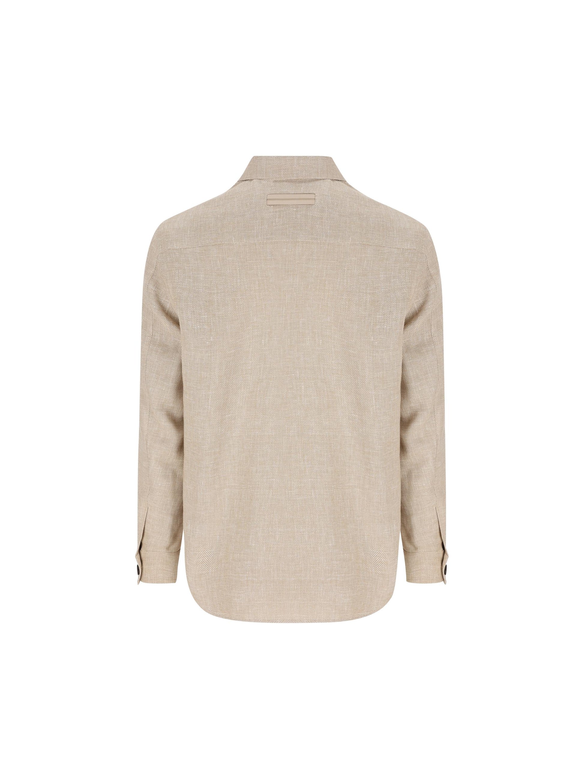 Overshirt in cashmere, lino e seta beige melange UHV75A3 SOT52272 ZEGNA 