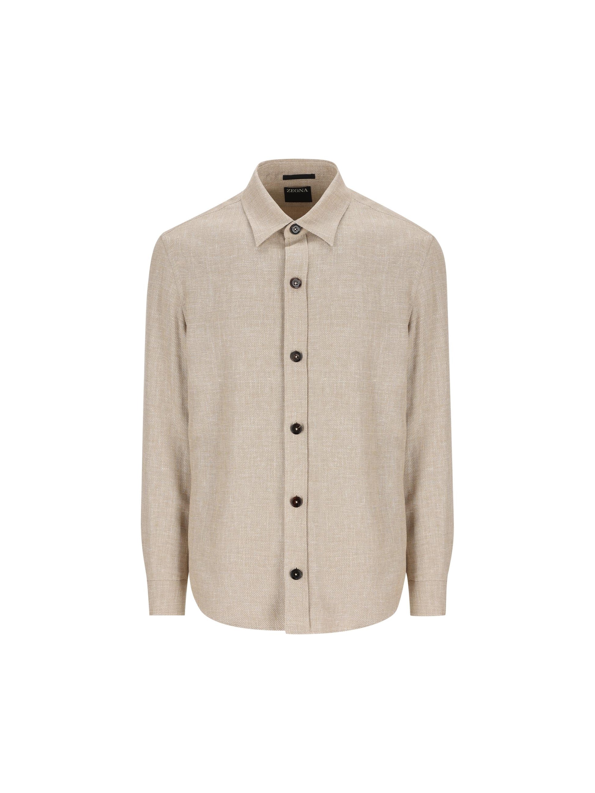 Overshirt in cashmere, lino e seta beige melange UHV75A3 SOT52272 ZEGNA 