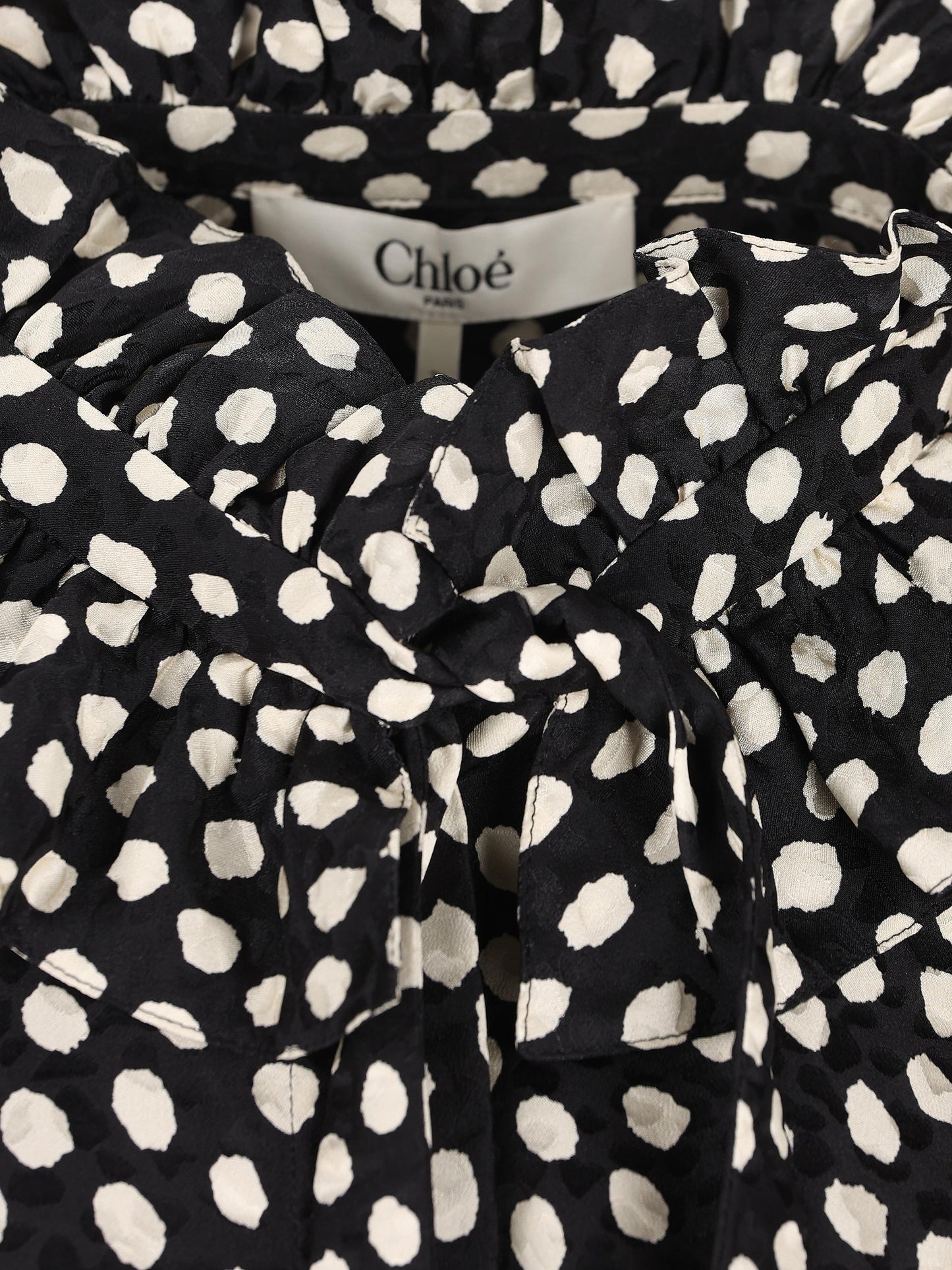 Blusa con volant e nastri sul davanti in jacquard di seta CH26SHT70300 915 CHLOE' 