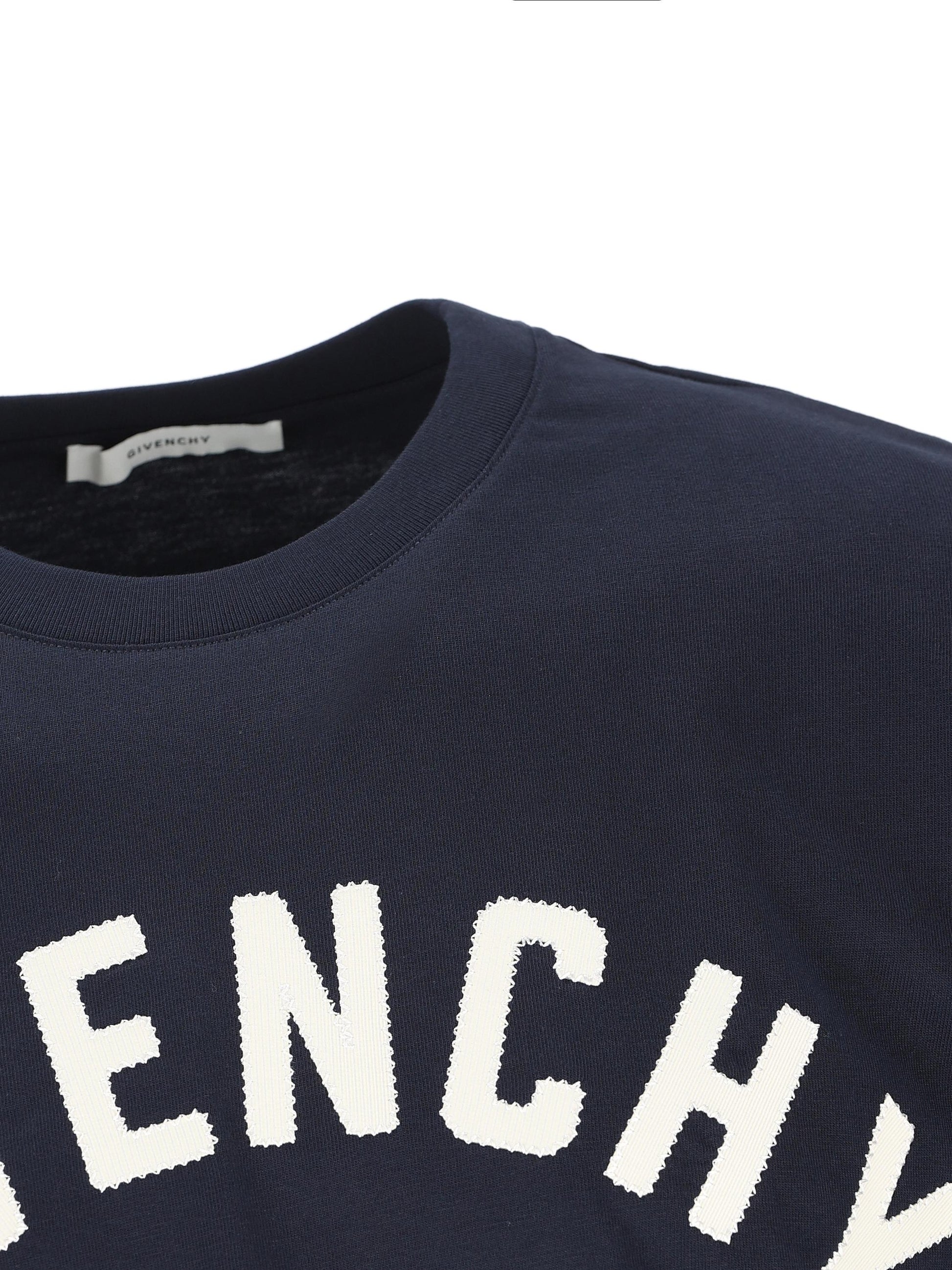 T-shirt GIVENCHY Paris in cotone blu navy e bianco BM71NK3YRS 411 GIVENCHY 