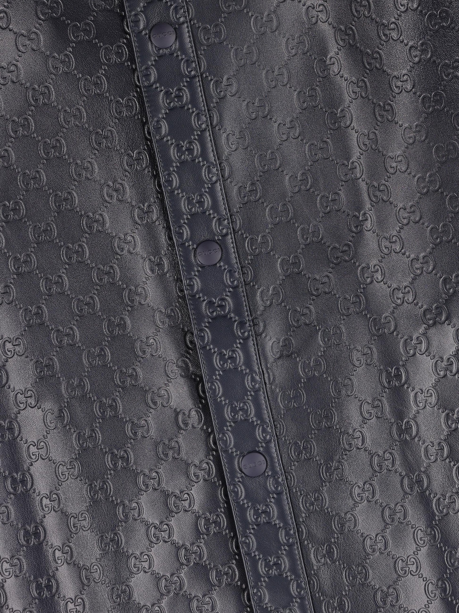 Camicia in pelle con motivo GG 833460 XNA734139 GUCCI 
