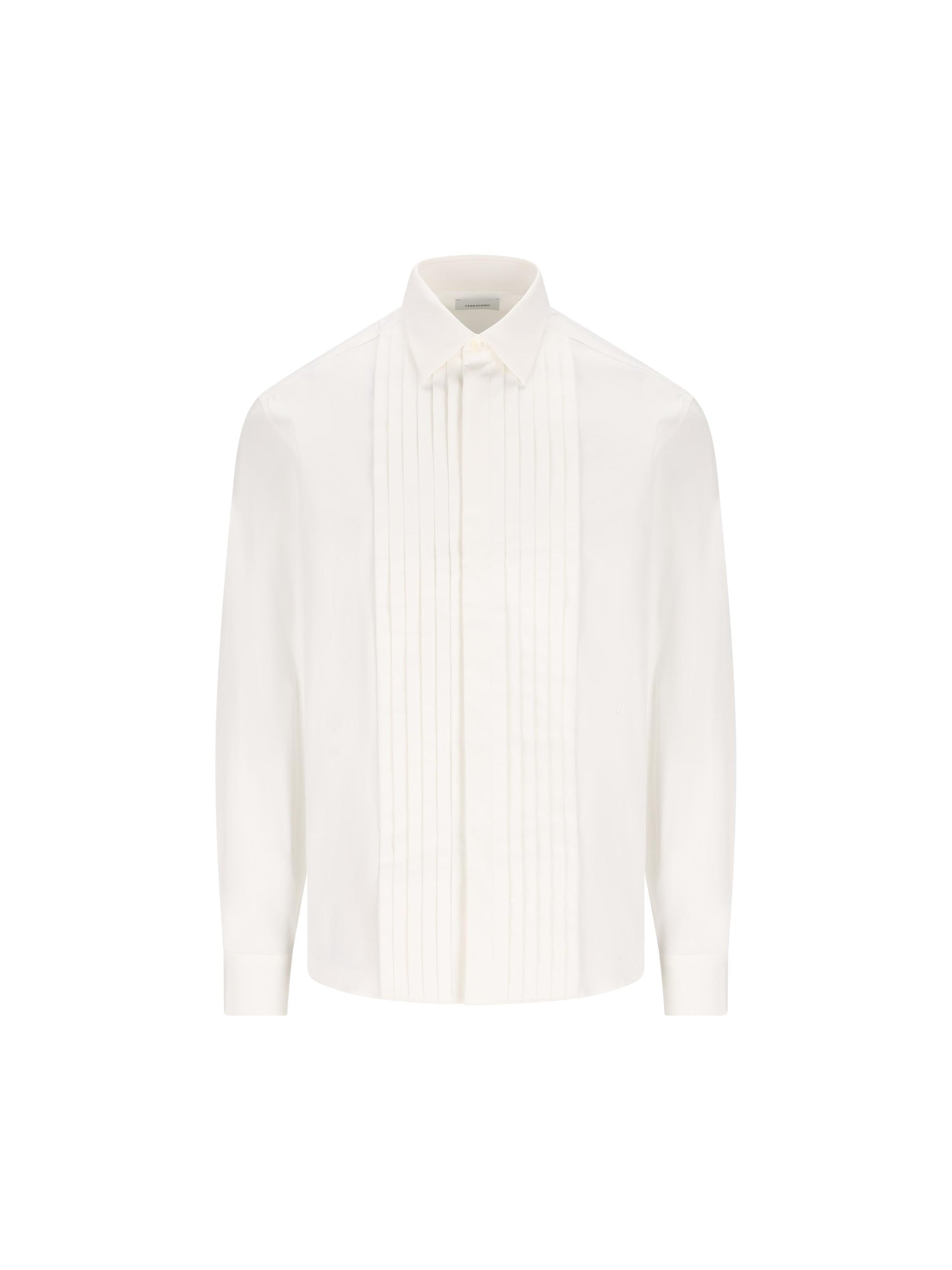 Camicia da smoking in popeline stretch 145368 791478001 SALVATORE FERRAGAMO 