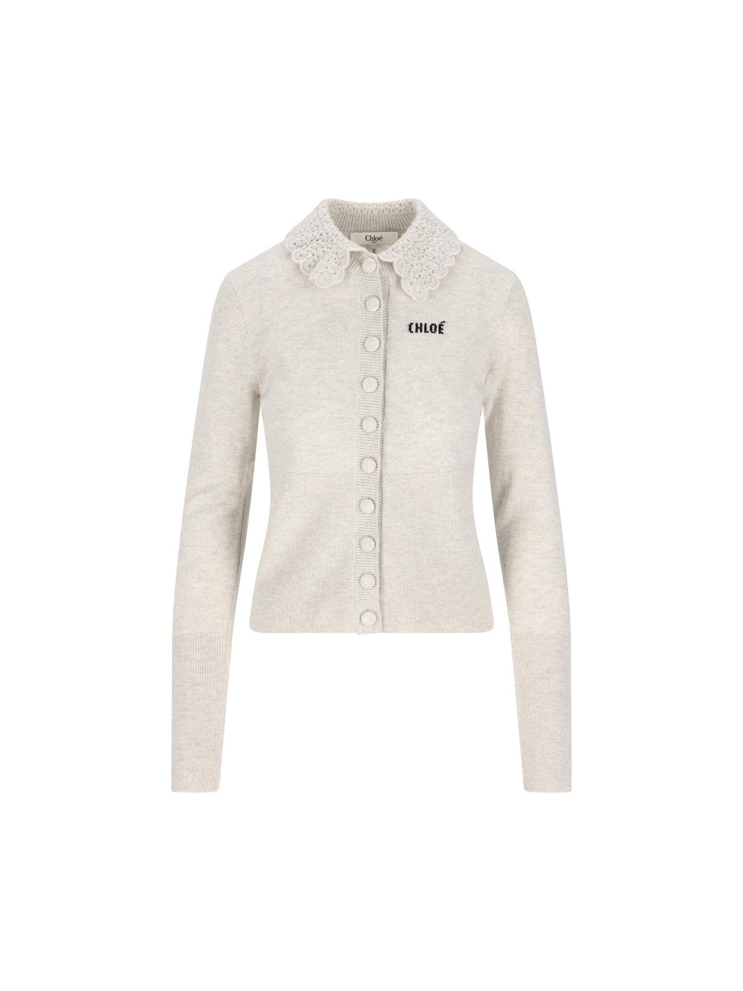 Cardigan aderente con logo in maglia di lana CH26SMC03530 00N CHLOE' 