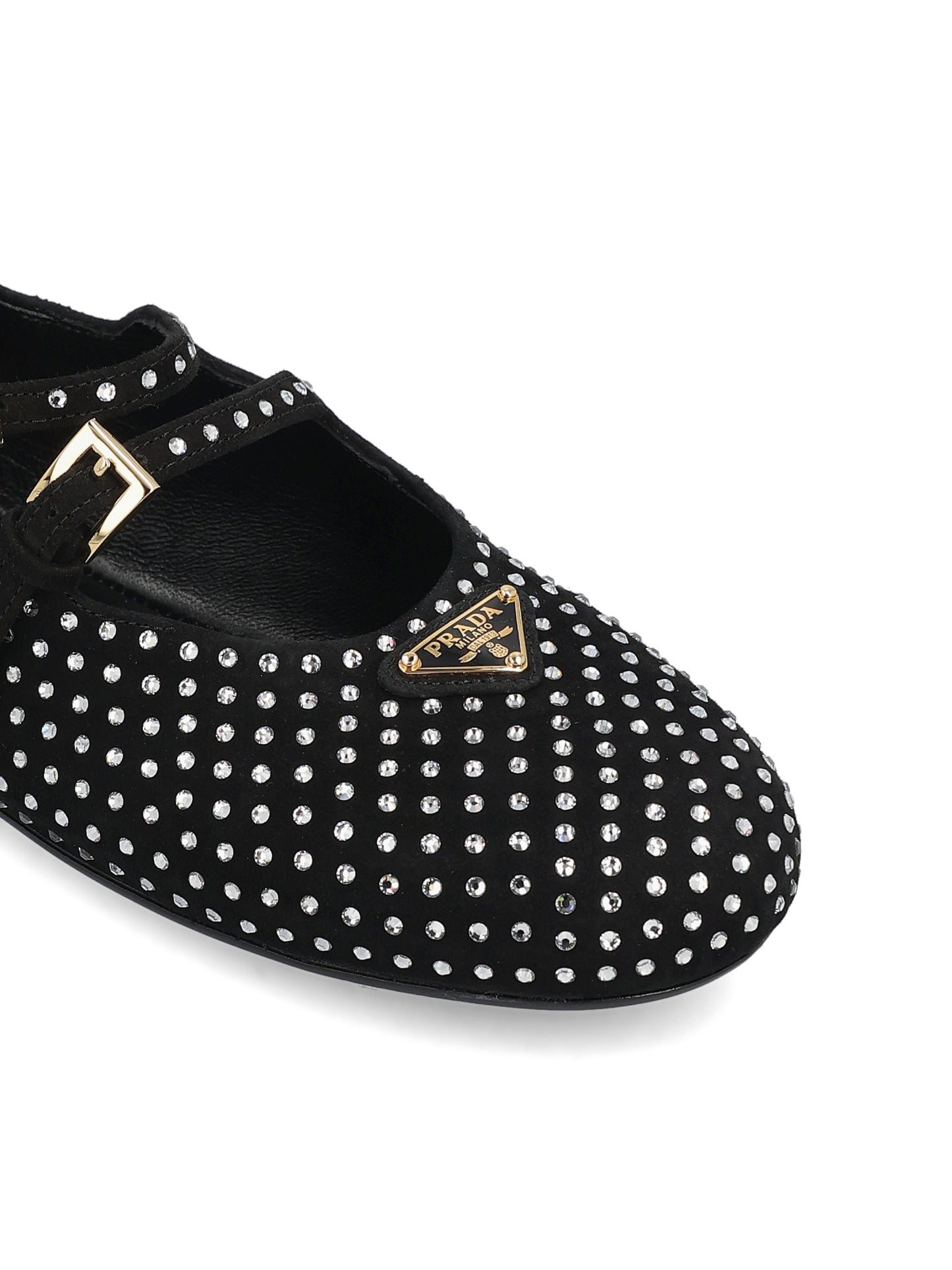 Ballerine in pelle scamosciata con cristalli. 1F797N 3L53F0T7O PRADA 