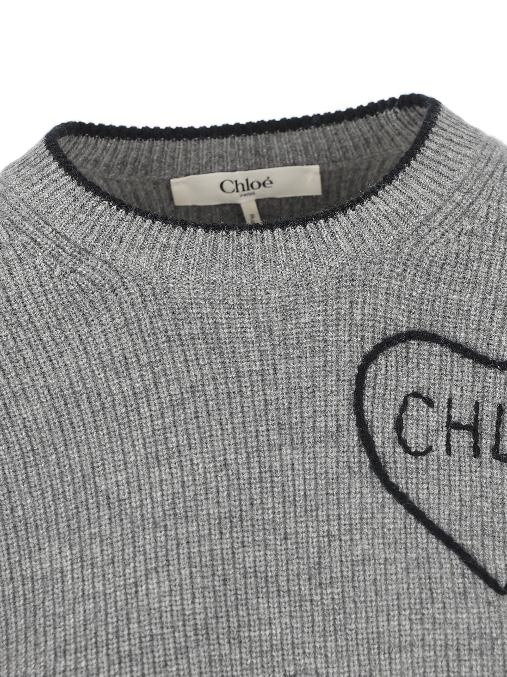 Pullover corto con logo in maglia di lana CH26SMP39710 012 CHLOE' 