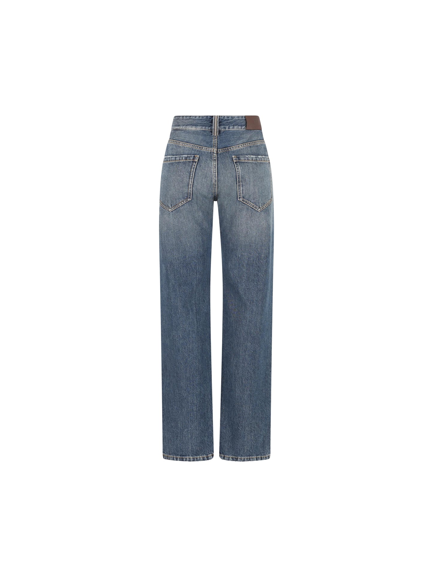 Pantalone Column in Denim Authentic con Monile MA095P4035 C9039 BRUNELLO CUCINELLI 