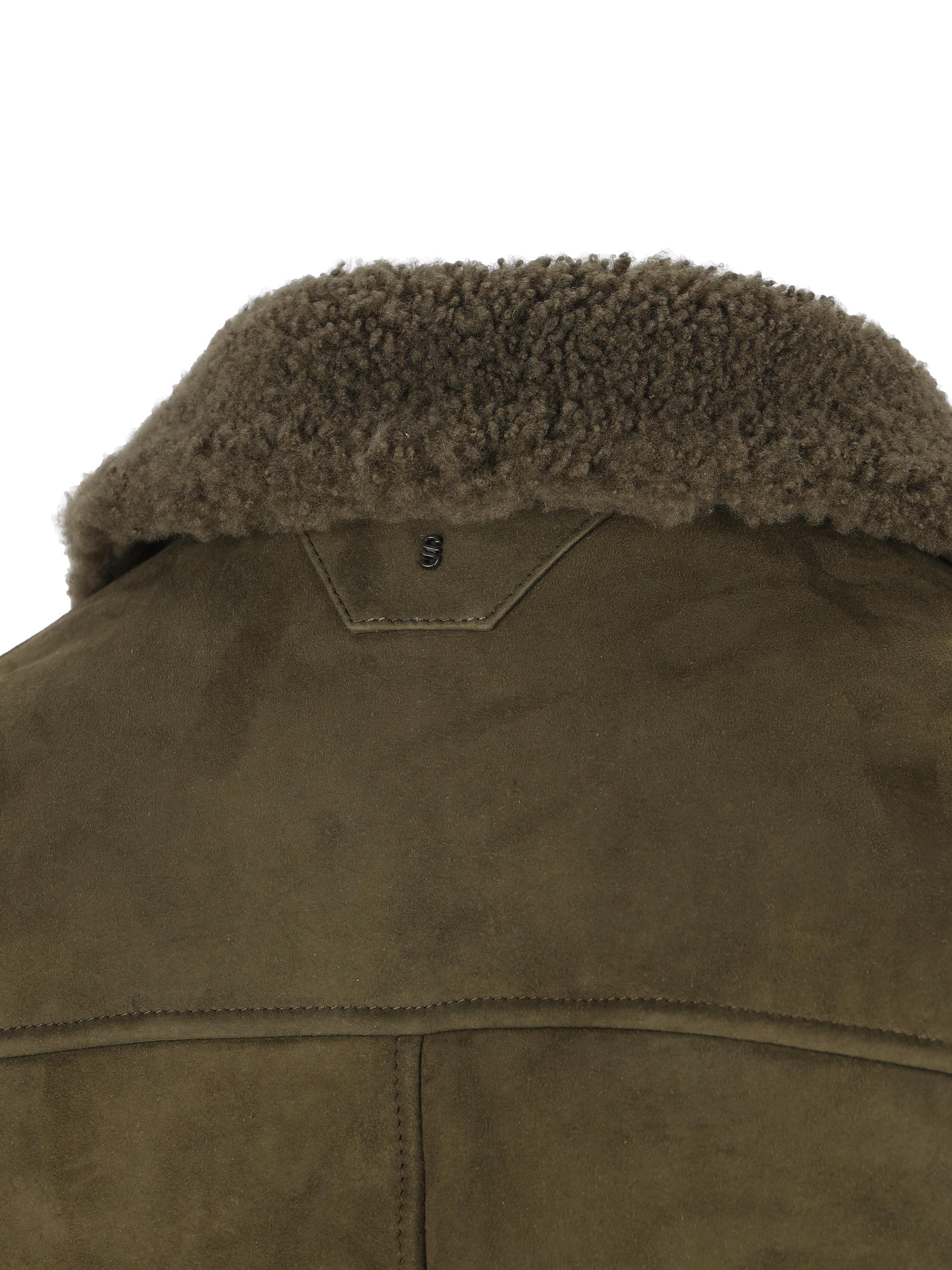Giubbotto in Pelle Ovina con Collo in Shearling 49528 army SALVATORE SANTORO 