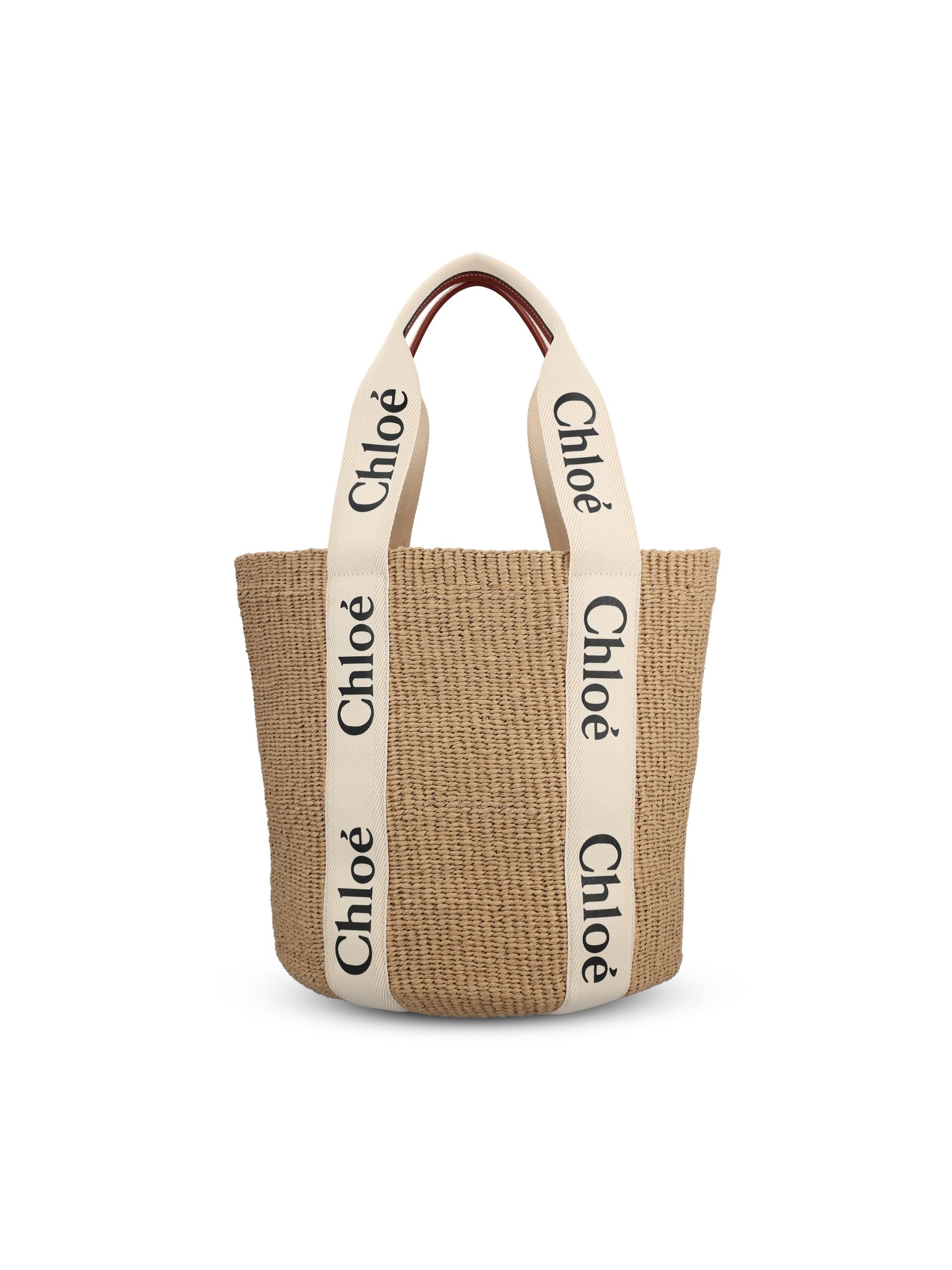 Borsa cesto in carta equo-solidale con nastro Woody. CHC22SS380G55 101 CHLOE' 
