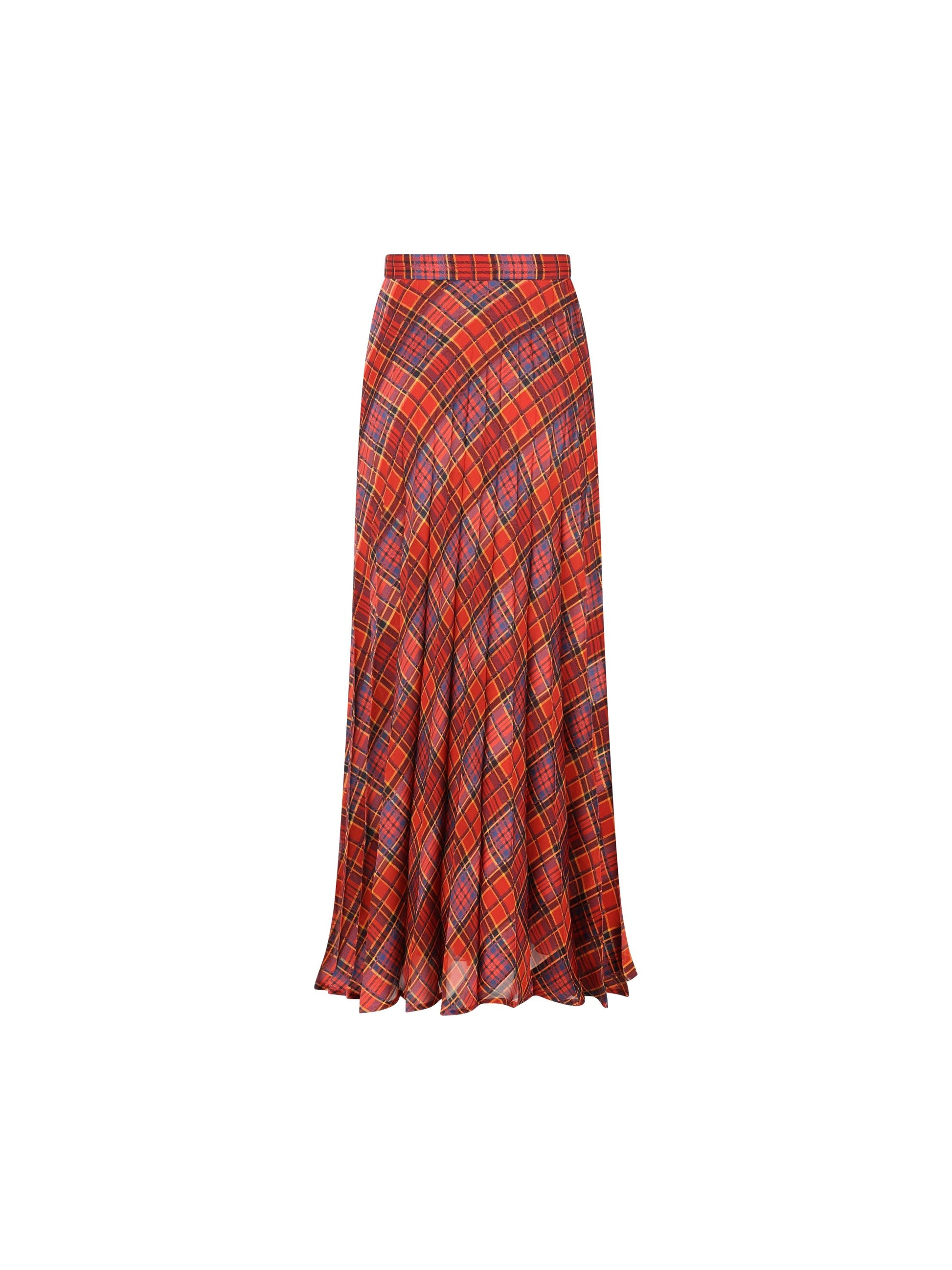 Maxi gonna plissettata tartan in seta 840529 Y3J296813 SAINT LAURENT 