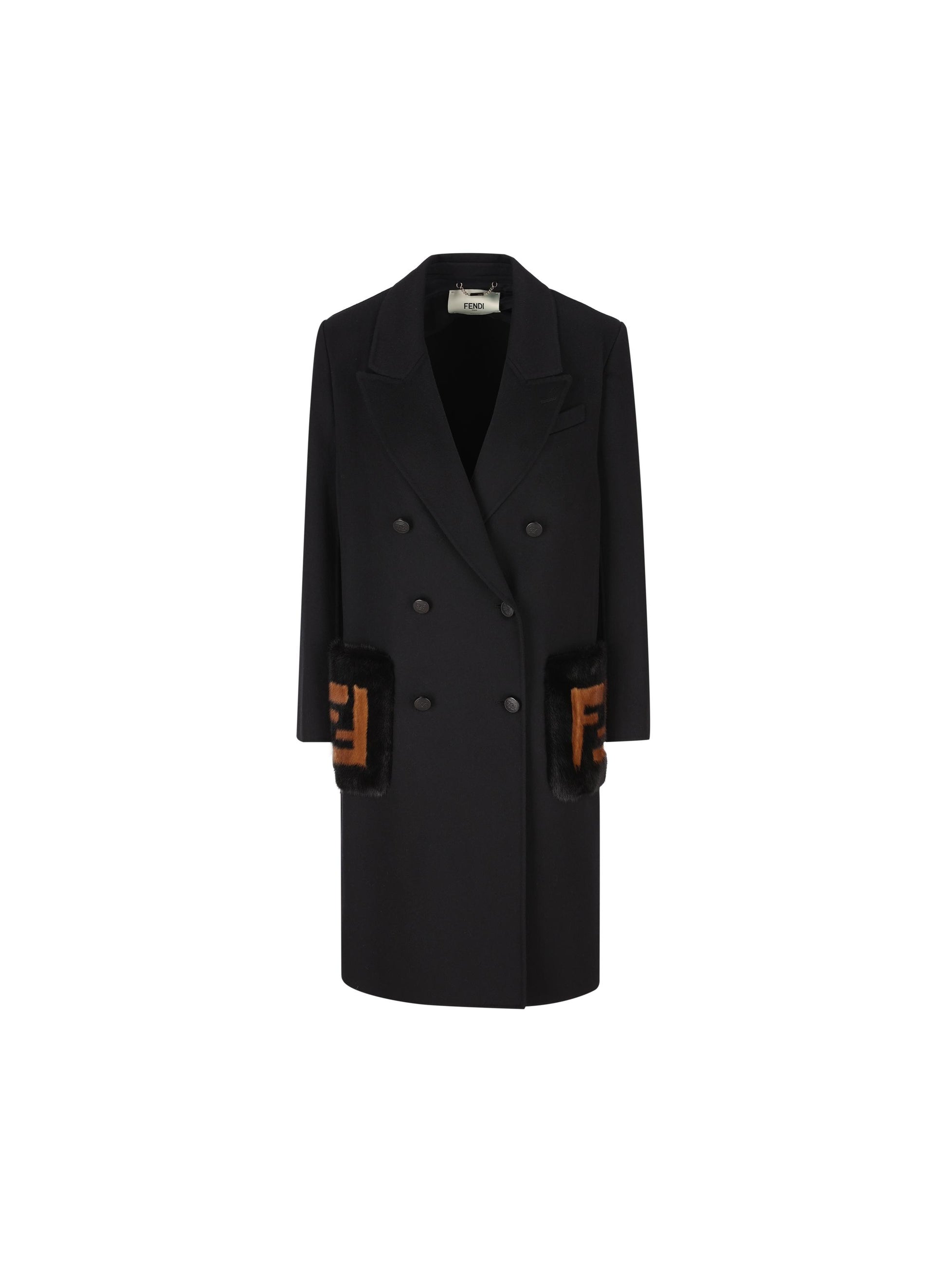 Trench Coat Fendi Cappotto Cappotto Cappotto In Visone Nero