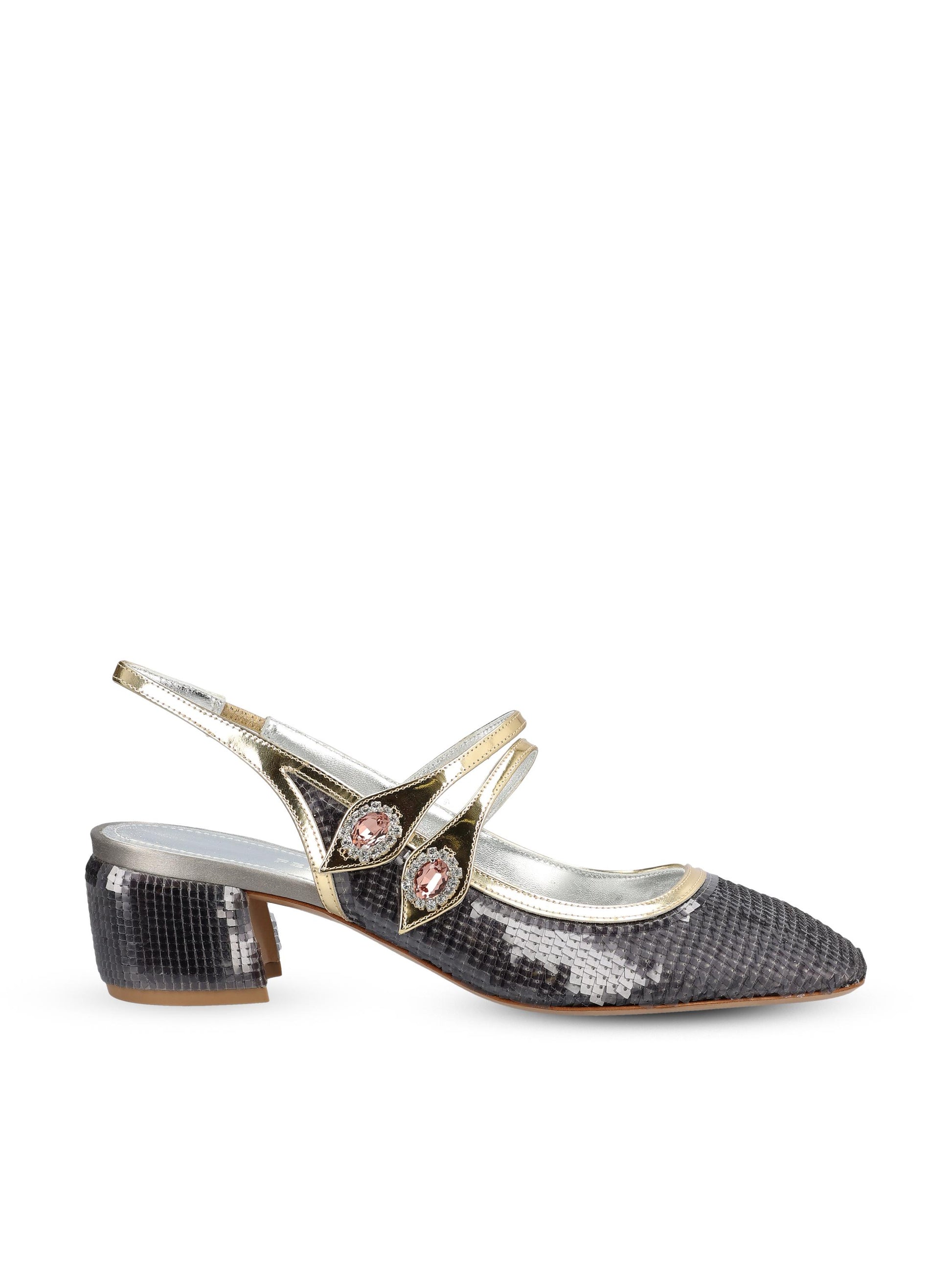 Slingback realizzate in tessuto e pailette 01K856 787876001 SALVATORE FERRAGAMO 