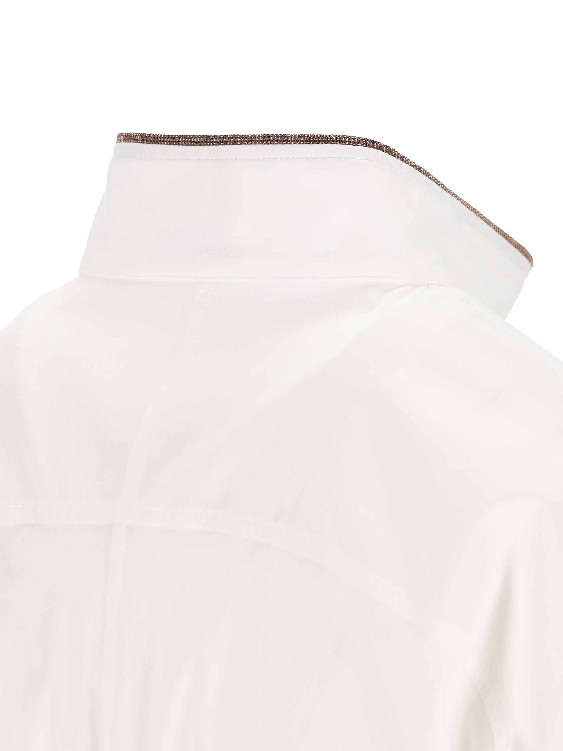 Camicia in Popeline di Cotone Stretch con Shiny Collar Detail M0091NL936 C159 BRUNELLO CUCINELLI 