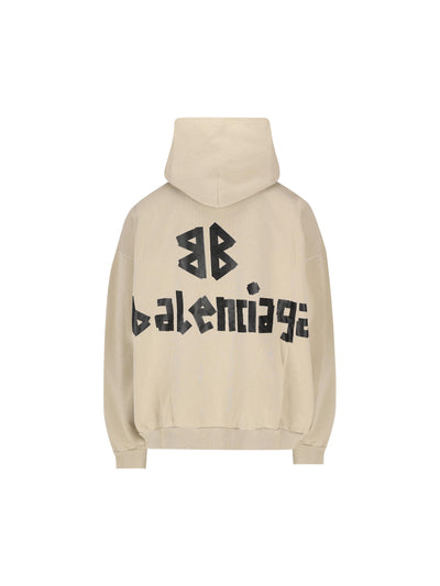 Hoodie in pile dry con dettagli strappati e logo Tape Type 744441 TSV869501 BALENCIAGA 
