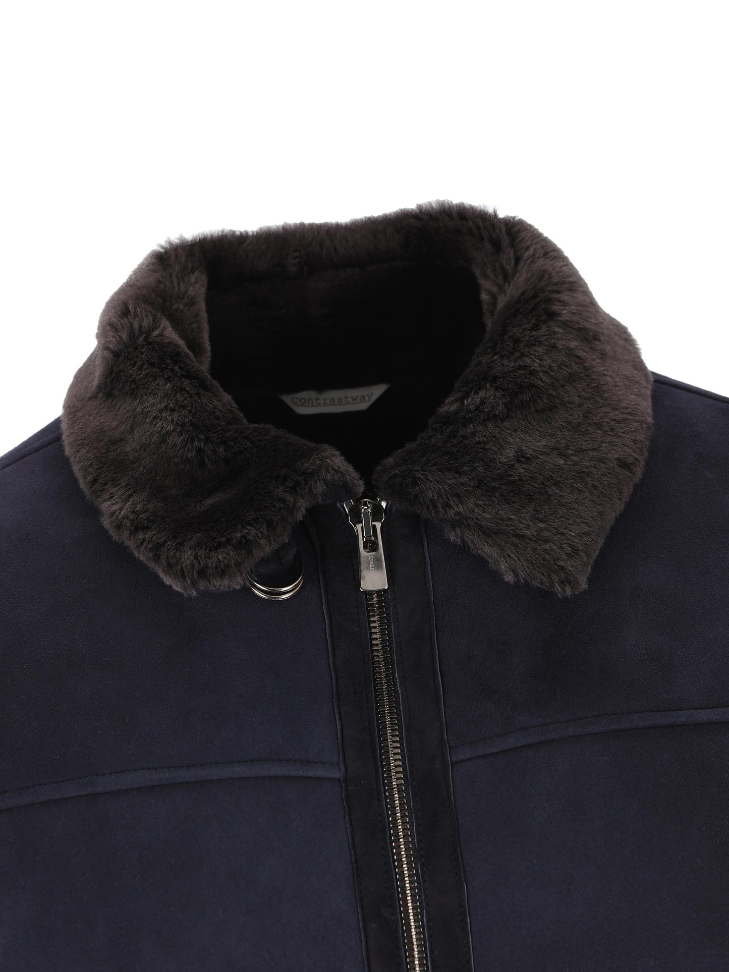 Giubbotto in Vera Pelle con Collo in Pelliccia KILMER BLU CONTRASTWAY 