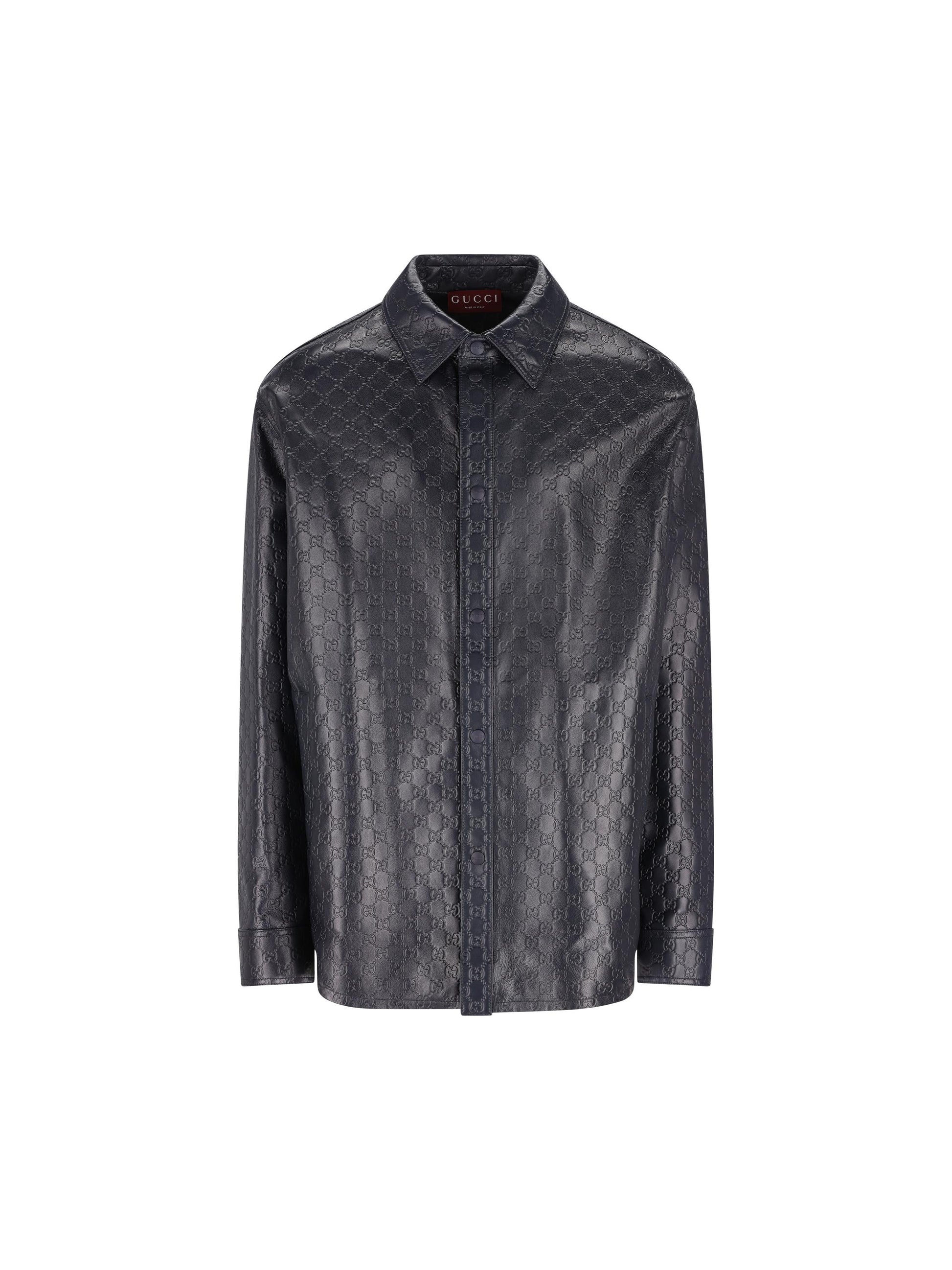 Camicia in pelle con motivo GG 833460 XNA734139 GUCCI 