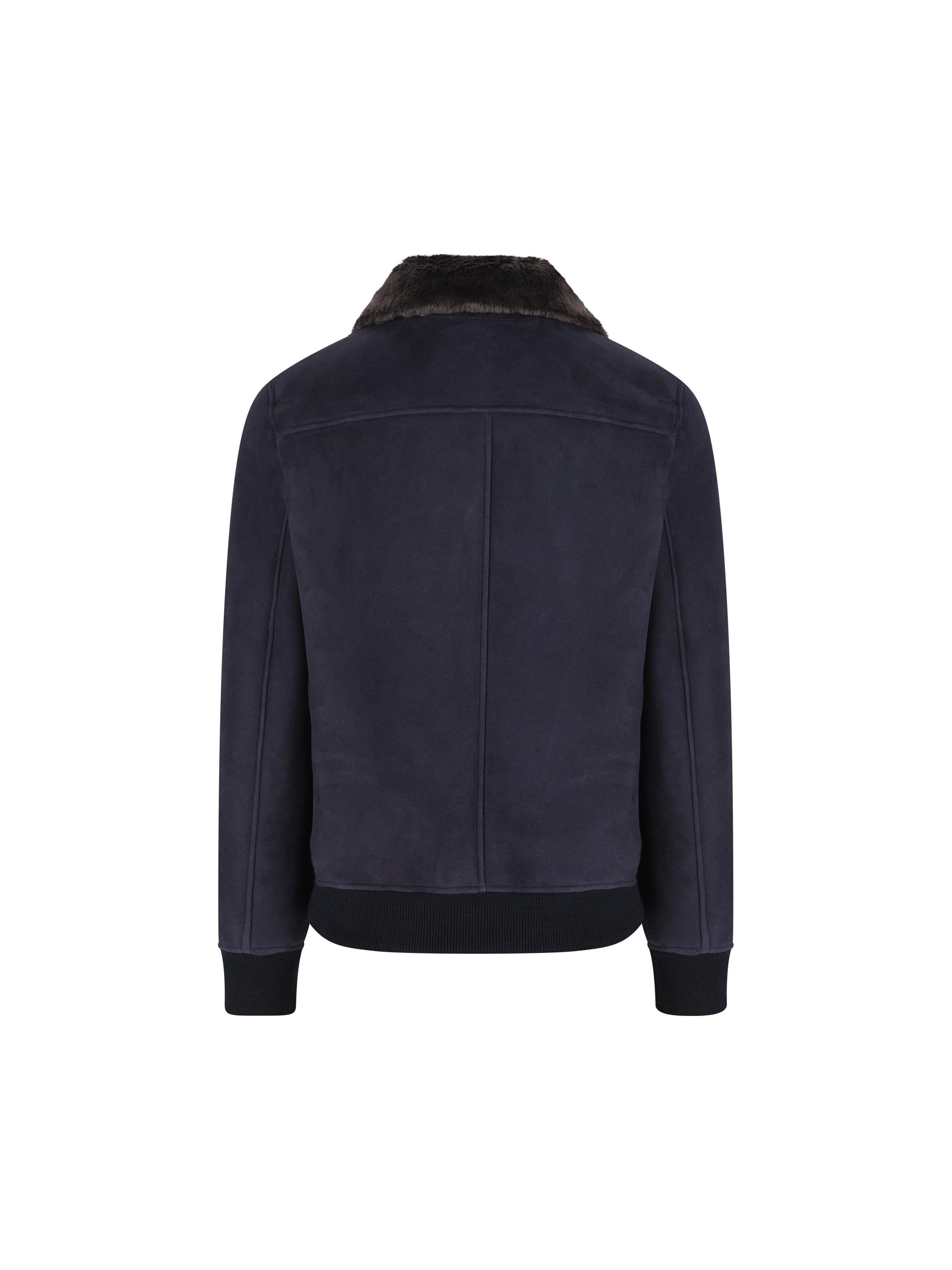 Giubbotto in Vera Pelle con Collo in Pelliccia KILMER BLU CONTRASTWAY 