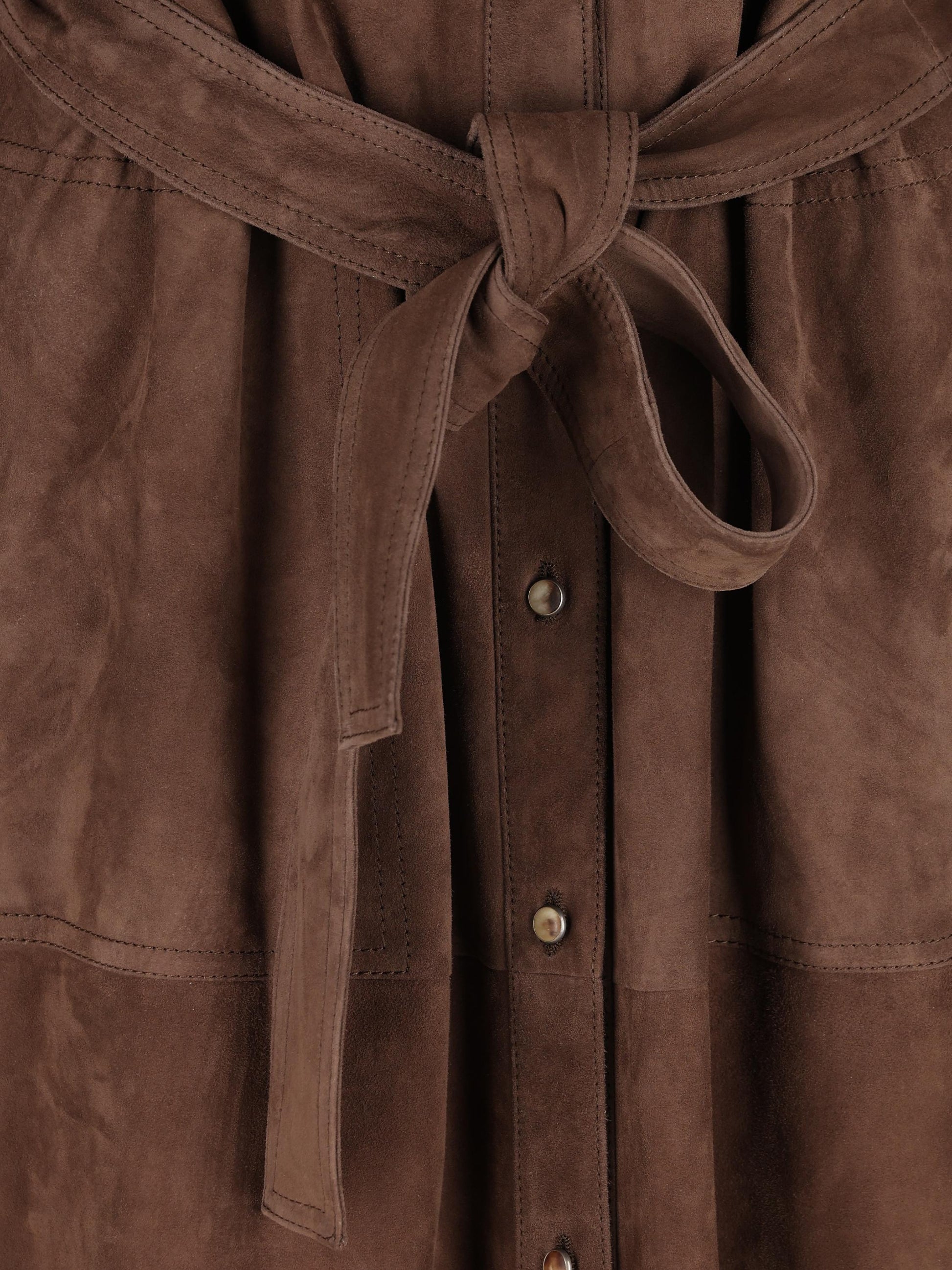 Abito chemisier in camoscio con monile MPCAL5337 C1129 BRUNELLO CUCINELLI 