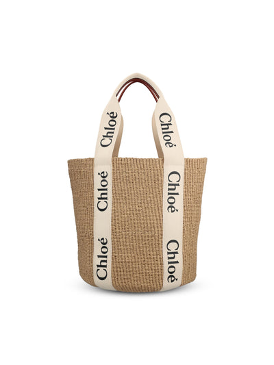 Borsa cesto in carta equo-solidale con nastro Woody. CHC22SS380G55 101 CHLOE' 