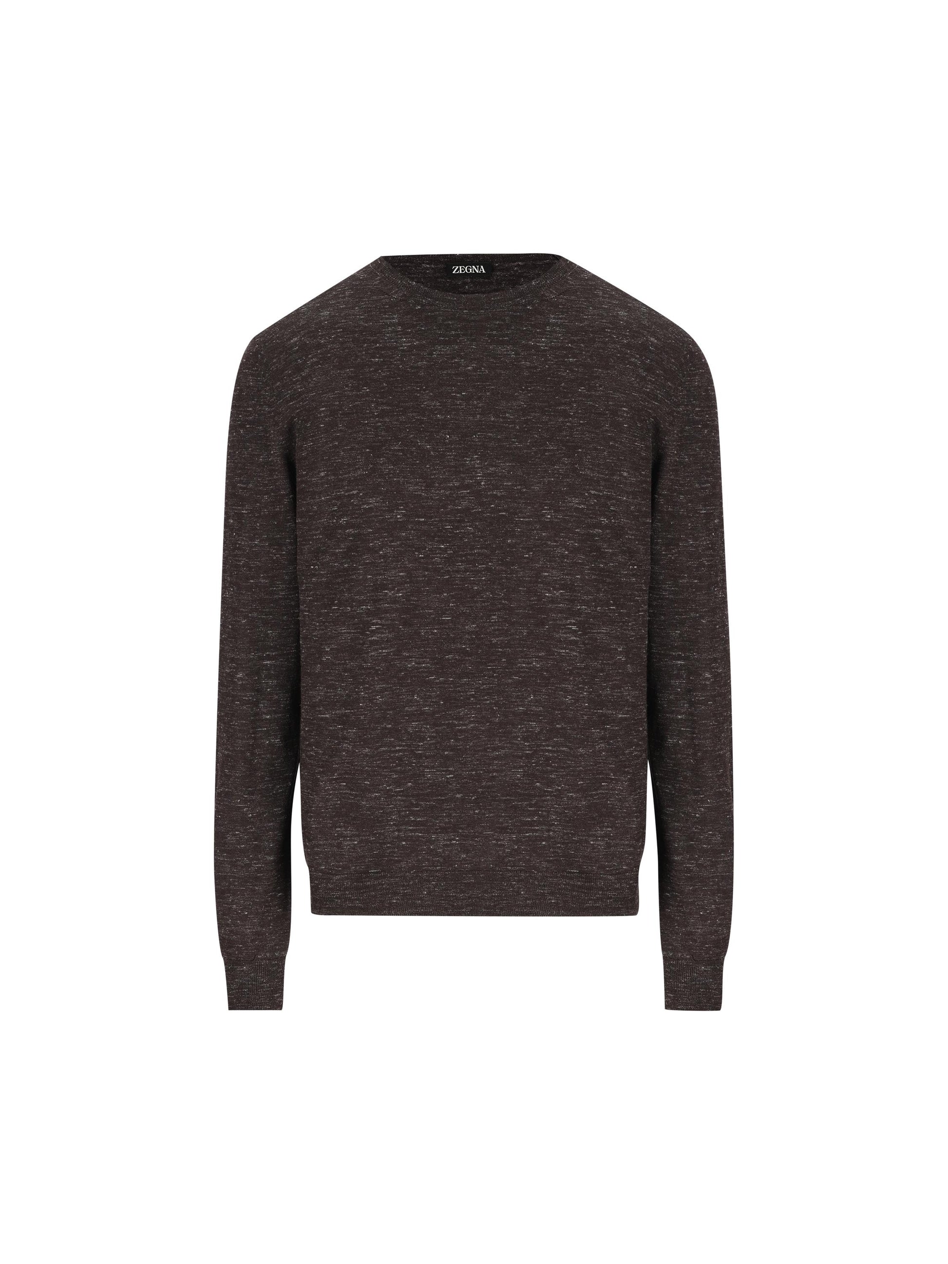 Girocollo in seta, cashmere e lino grigio melange UHF91A3 110202 ZEGNA 