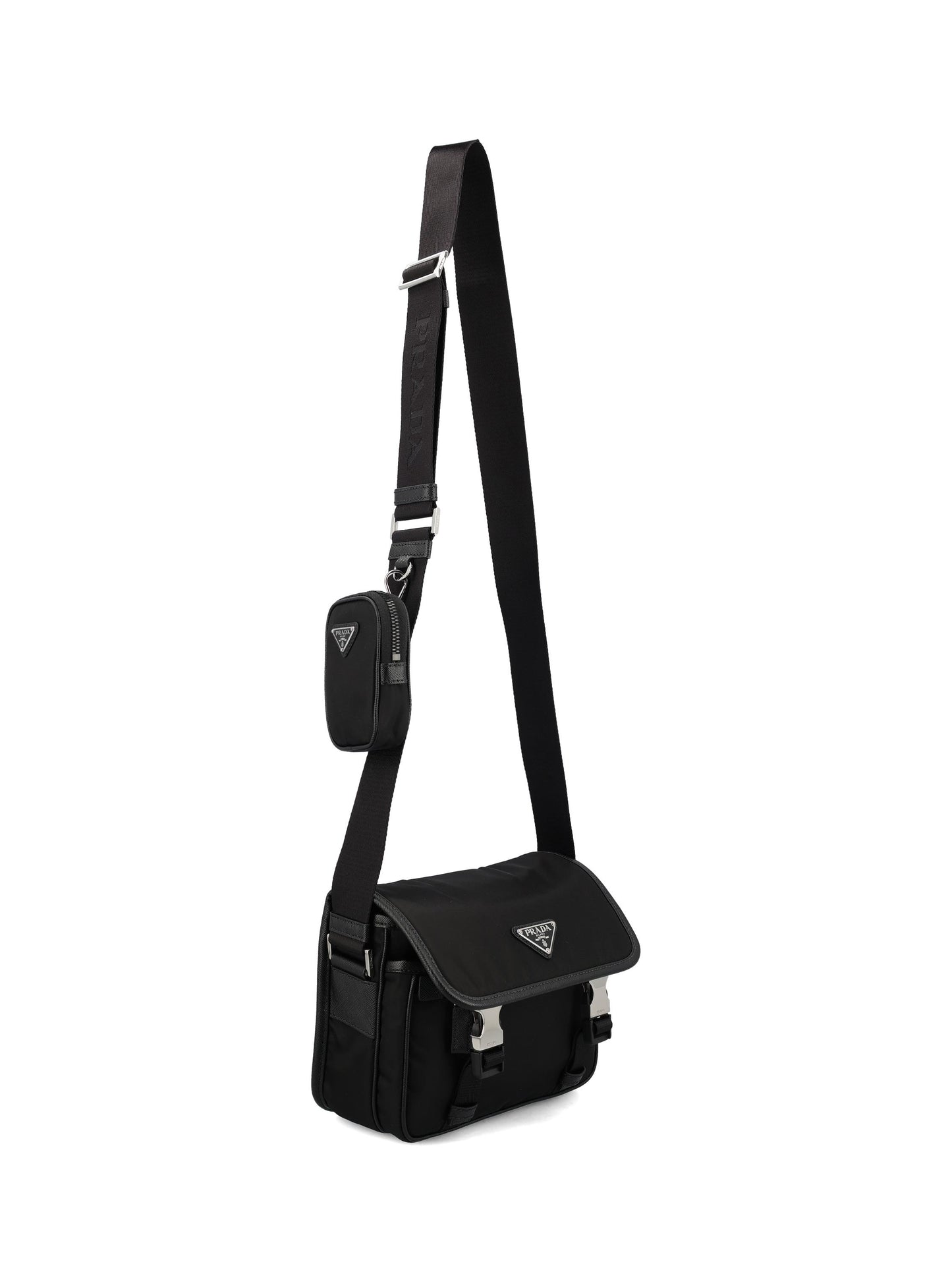 Borsa a Tracolla in Re-Nylon e Pelle Saffiano Nero 2VD034 2DMHF0002 PRADA 