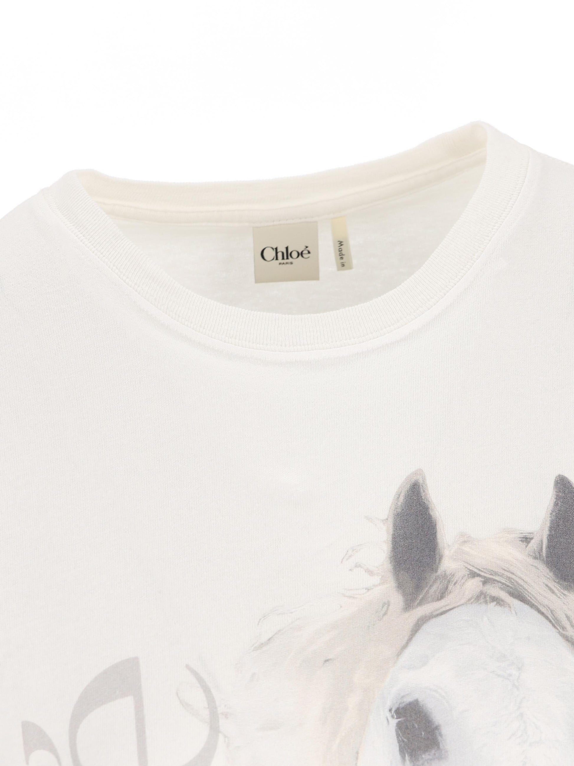 T-shirt girocollo in jersey di cotone biologico. CH26SJH11802 101 CHLOE' 