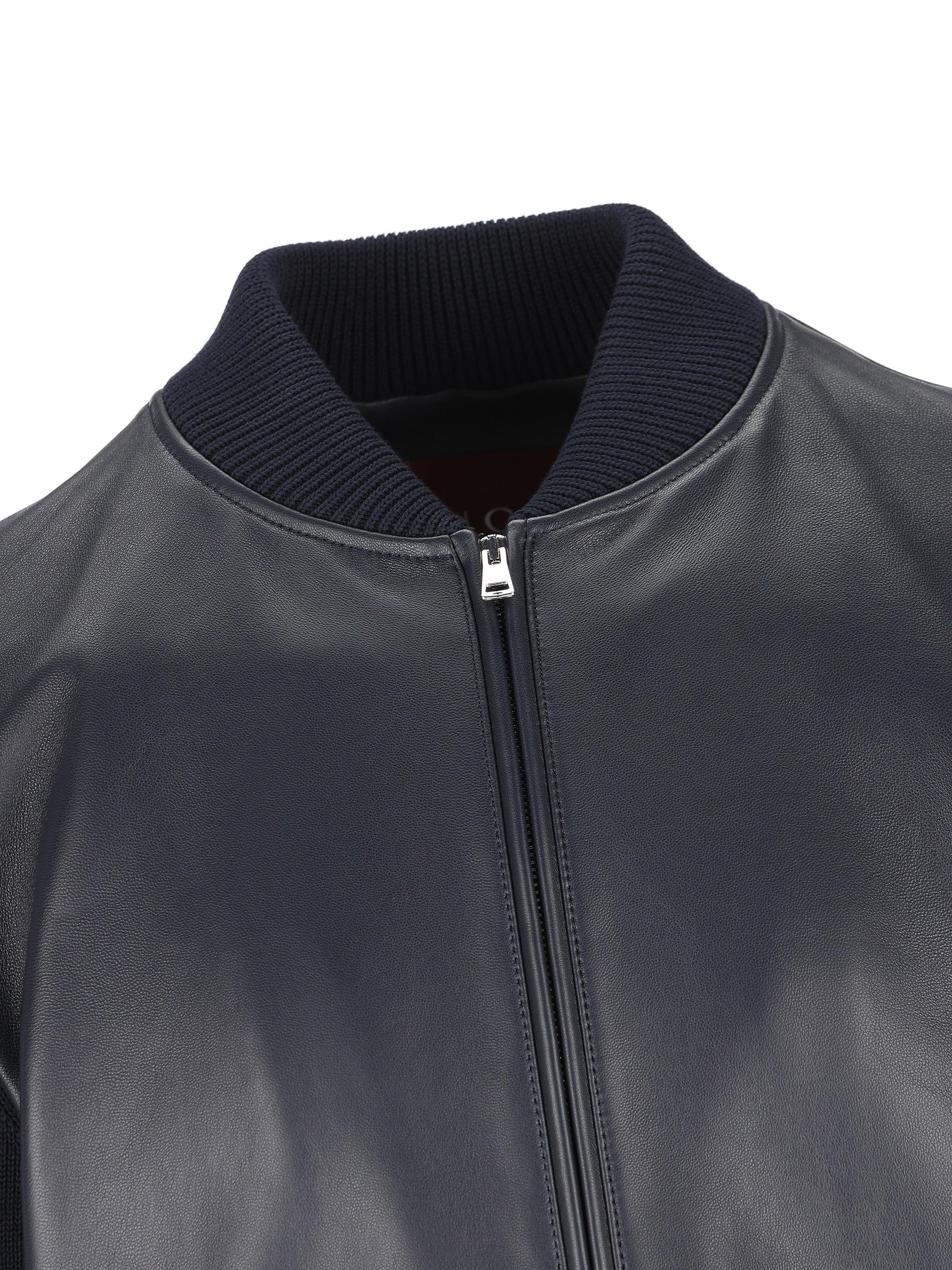 Bomber realizzato in pelle e maglia. 793181 XNA294044 GUCCI 