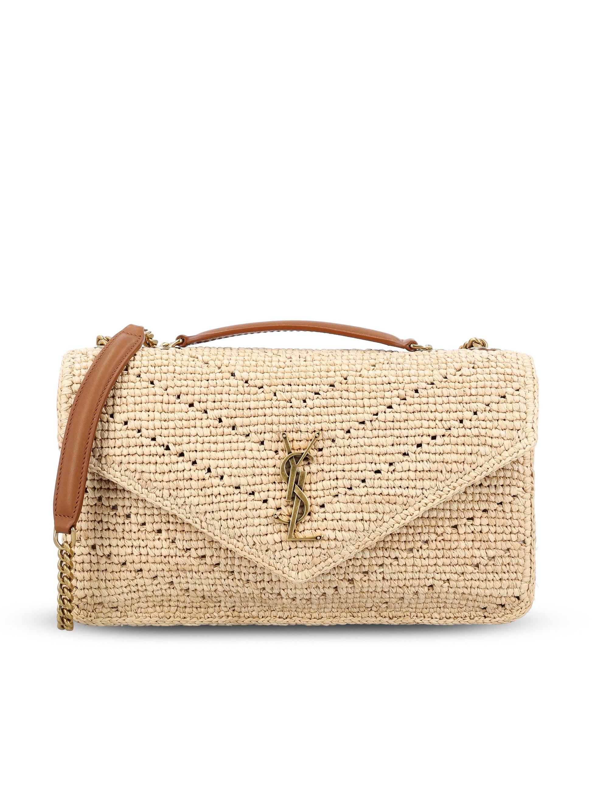 Borsa a spalla realizzata in rafia 868575 GAAFY2791 SAINT LAURENT 