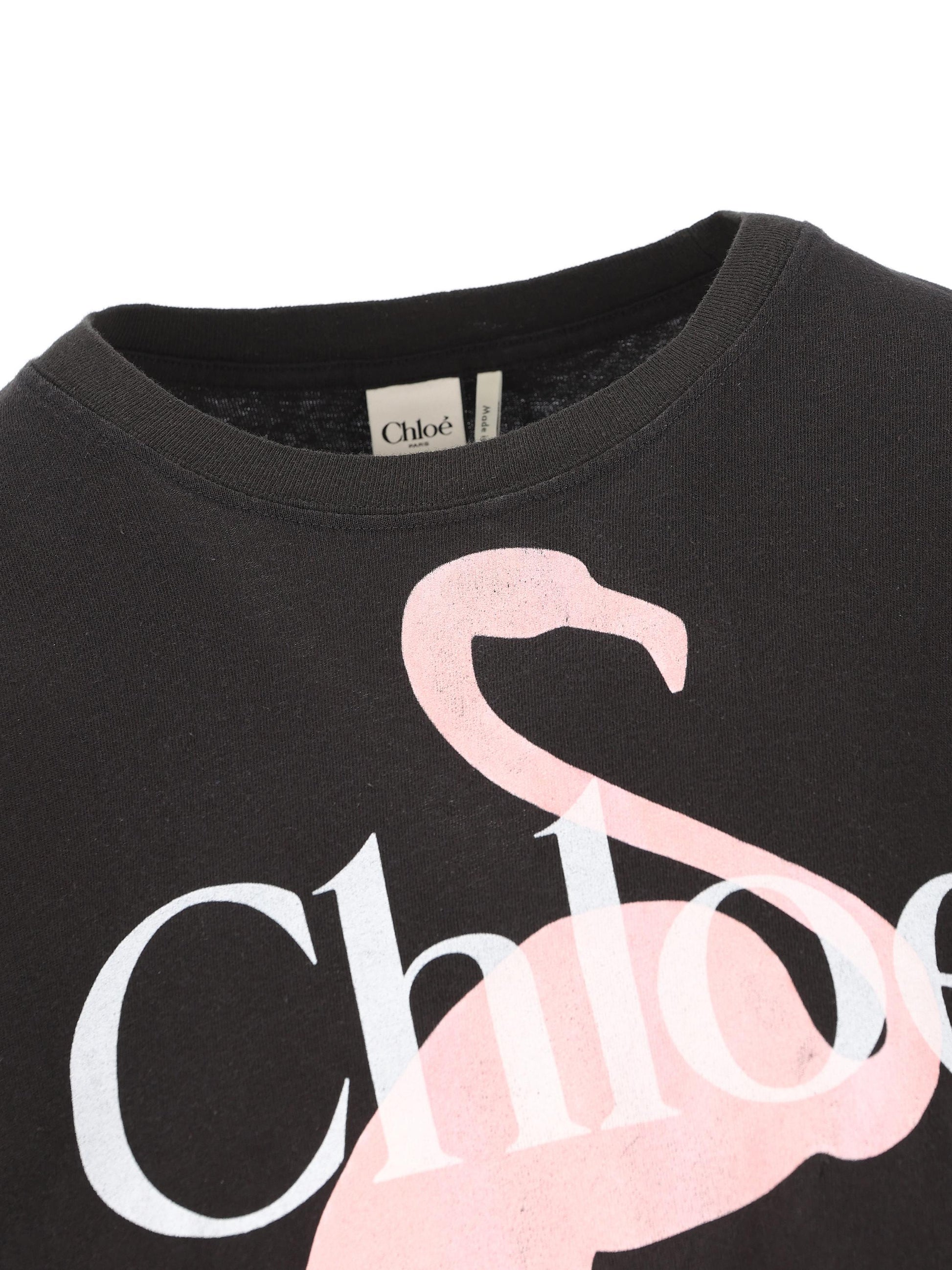 T-shirt ampia con logo in jersey di cotone CH26SJH20807 070 CHLOE' 