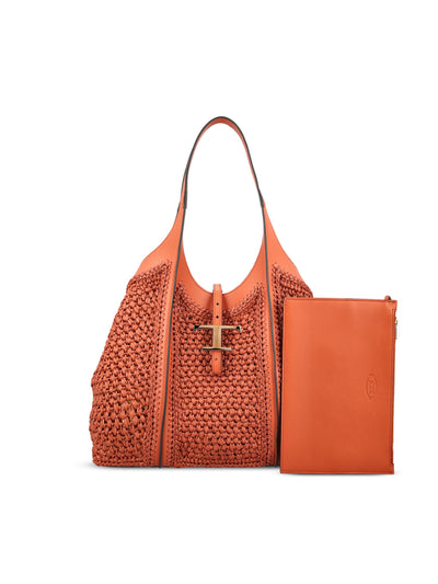 Borsa realizzata in pelle e rafia. XBWTSBAR300RGM 0XML TOD'S 