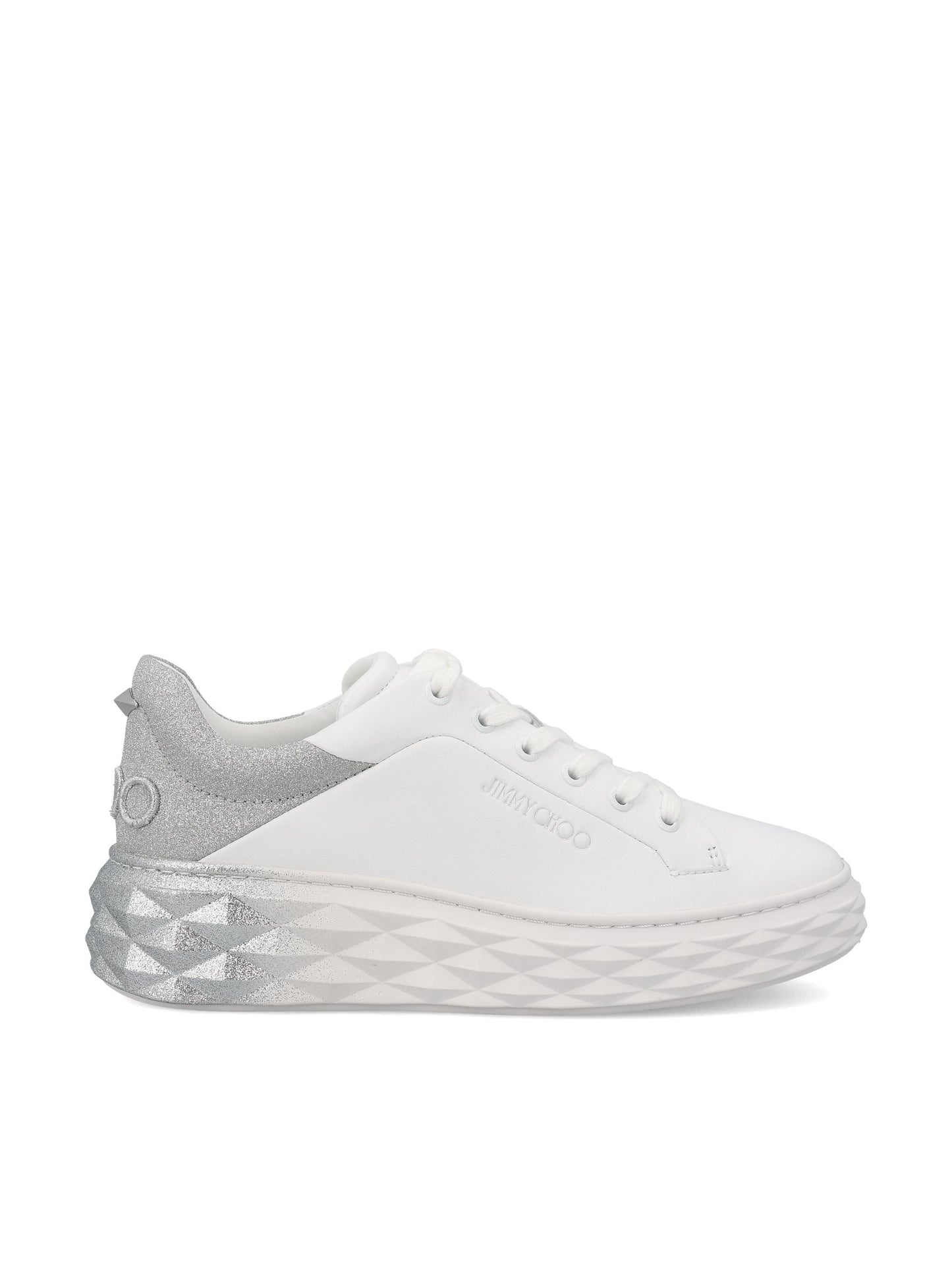 Sneakers realizzate in pelle. DIAMOND MAXI/FII IVRVWHITE/SILVER JIMMY CHOO 