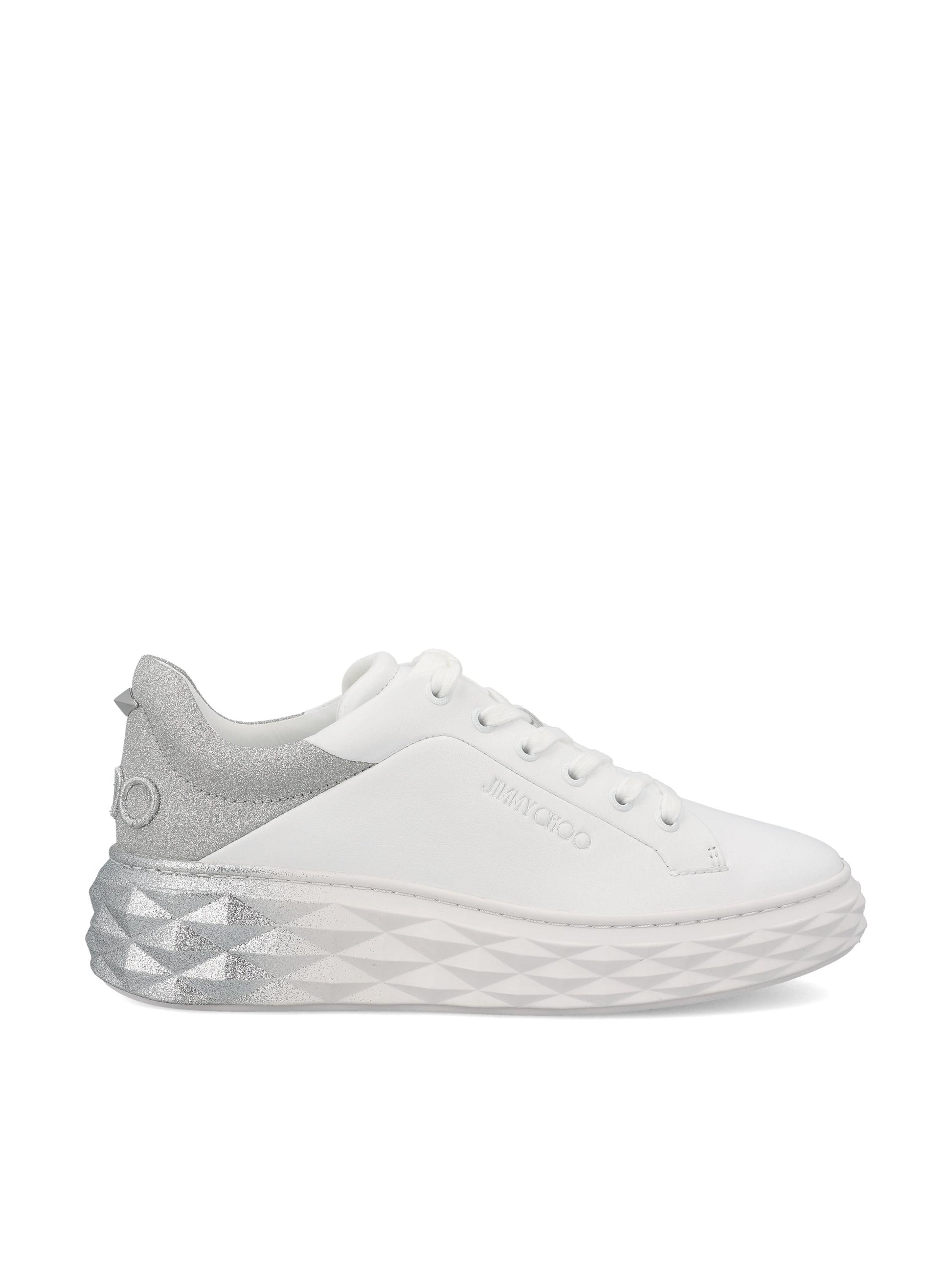 Sneakers realizzate in pelle. DIAMOND MAXI/FII IVRVWHITE/SILVER JIMMY CHOO 