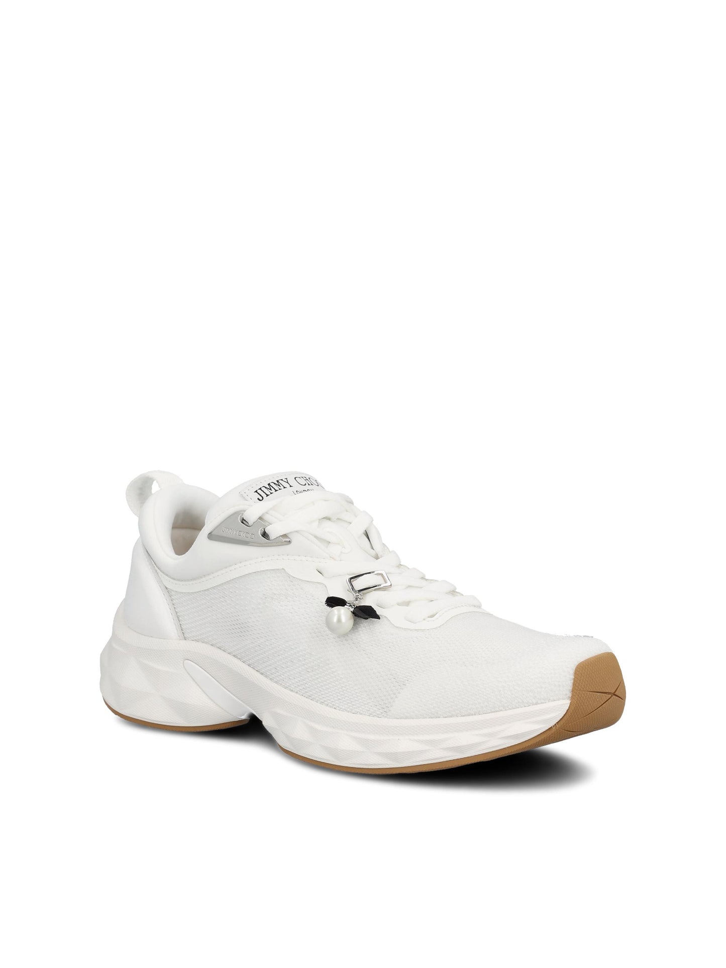 Sneakers realizzate in pelle e lycra. DIAMOND RUN/F ZGEVWHITE MIX JIMMY CHOO 