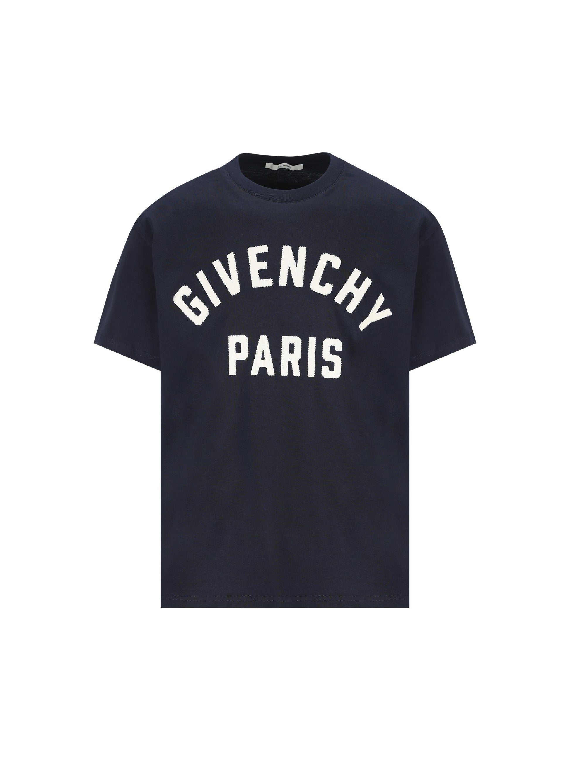 T-shirt GIVENCHY Paris in cotone blu navy e bianco BM71NK3YRS 411 GIVENCHY 