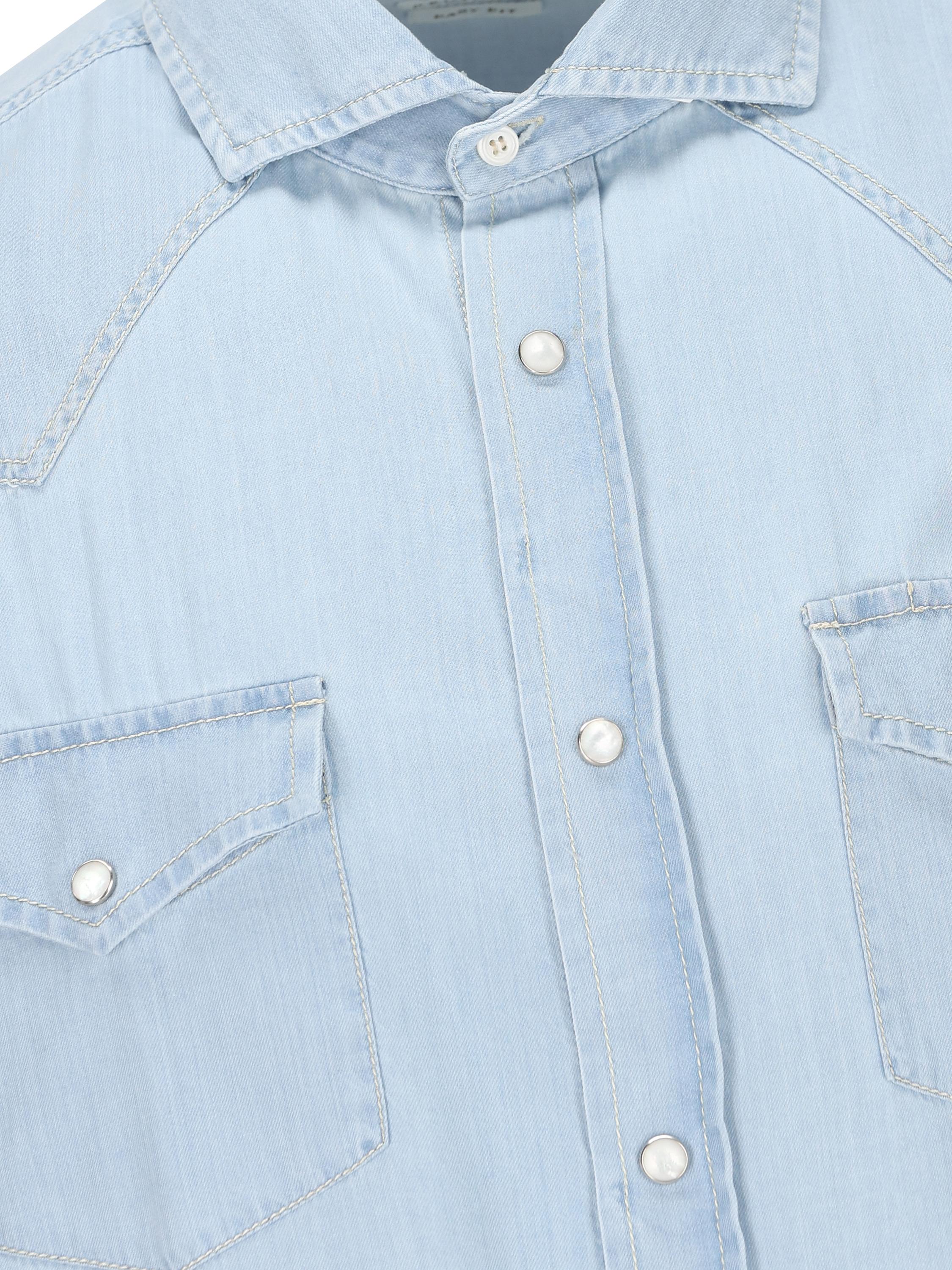 Tシャツ・カットソー BRUNELLO CUCINELLI SS25 Denim shirt (MR6834008 CEI28) BRUNELLO CUCINELLI Easy Fit Denim Shirt – Franzkraler.com