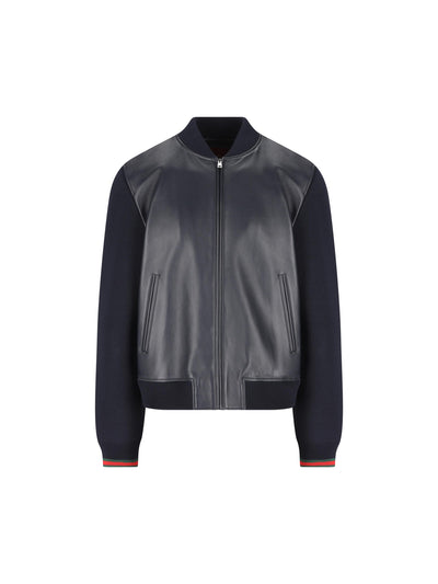 Bomber realizzato in pelle e maglia. 793181 XNA294044 GUCCI 