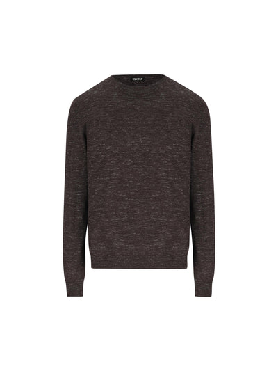Girocollo in seta, cashmere e lino grigio melange UHF91A3 110202 ZEGNA 