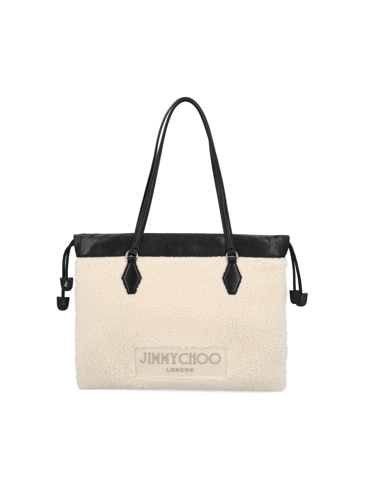 Borsa Tote in Montone e Pelle DRAWSTRING TOTE/M XYENatural/black JIMMY CHOO 
