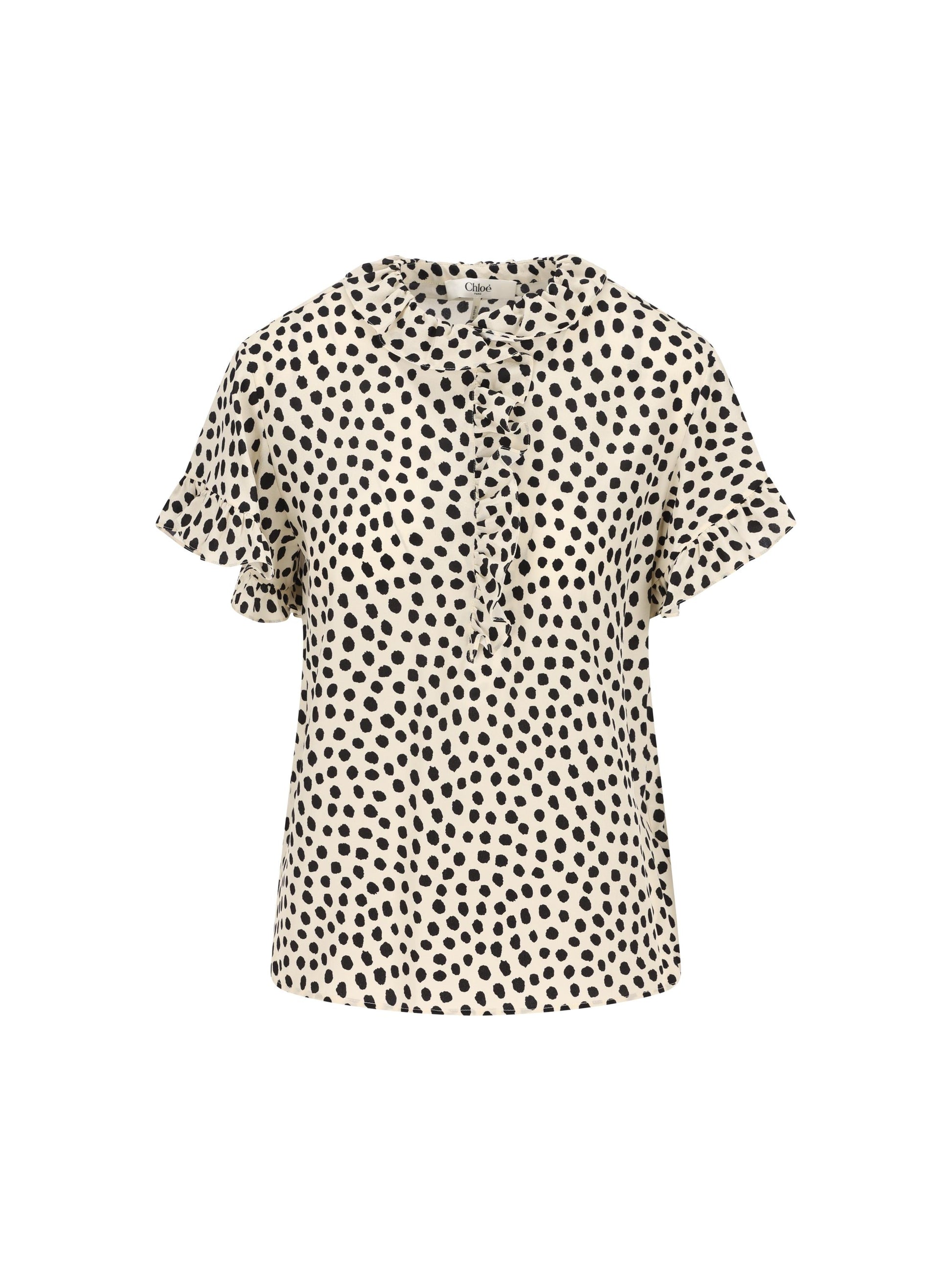 Top con volant a maniche corte in crêpe de chine. CH26SHT33306 94Q CHLOE' 