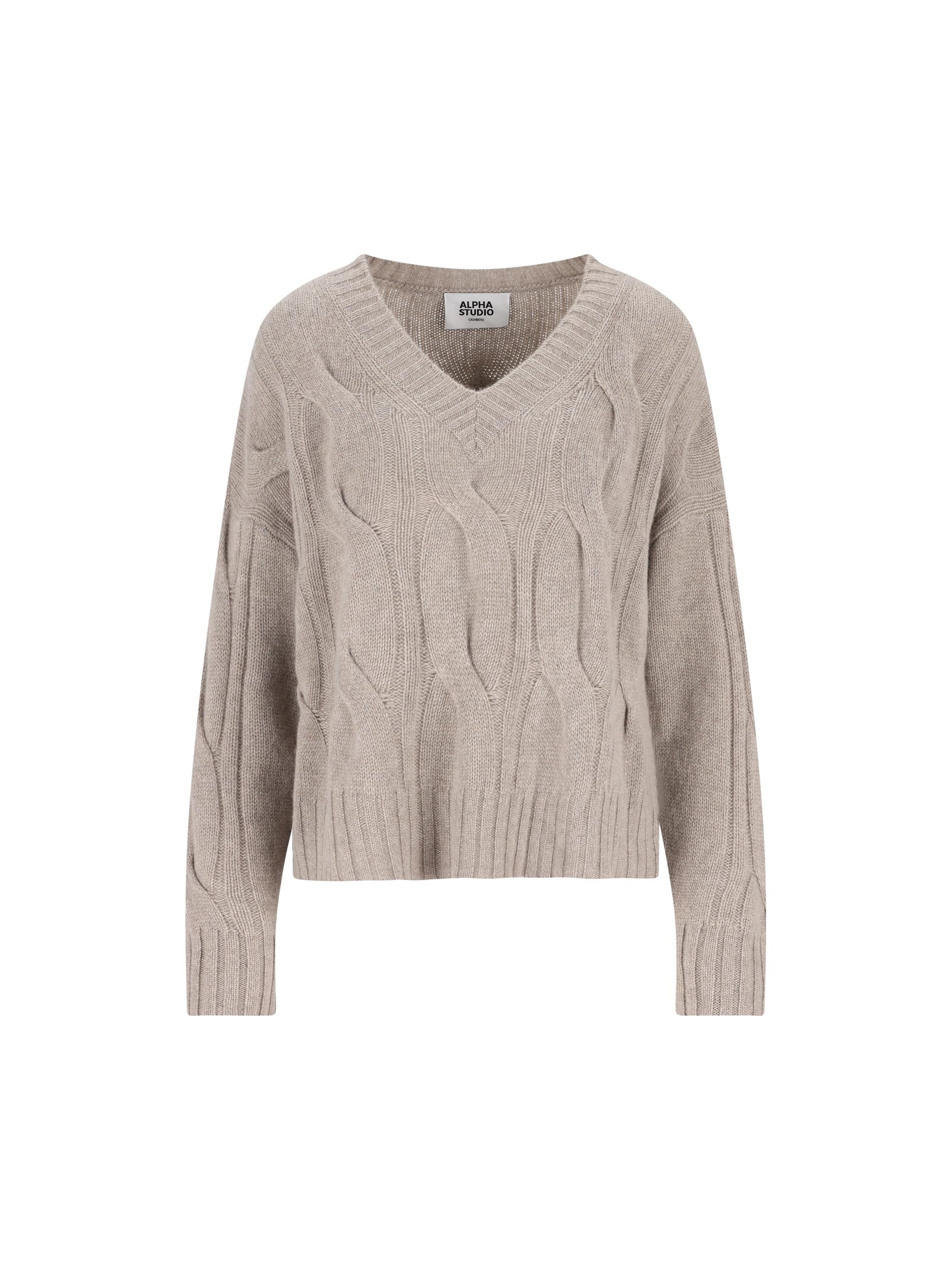 Maglia in cashmere con lavorazione trecce. 4330A 2016 ALPHA STUDIO 