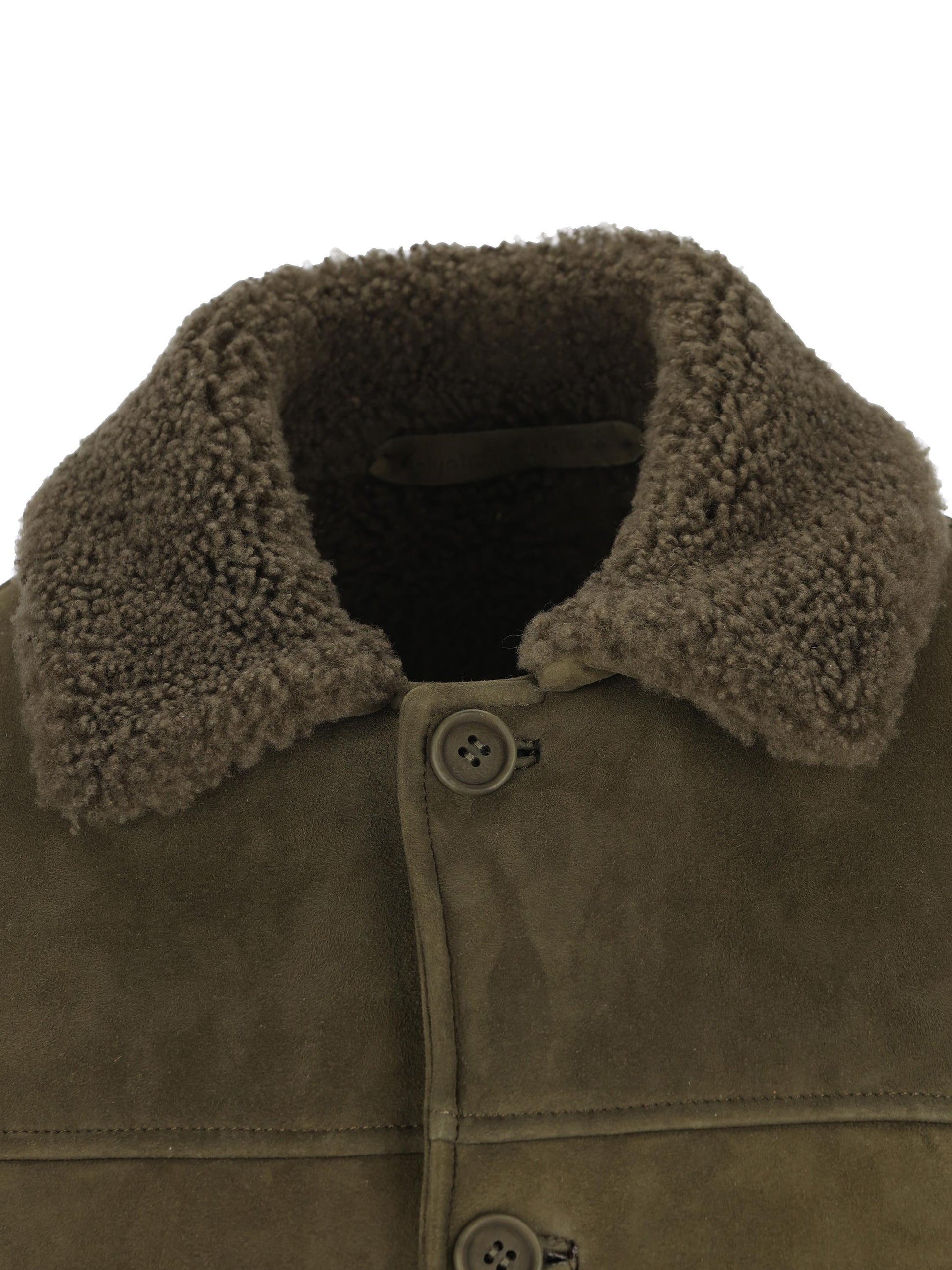 Giubbotto in Pelle Ovina con Collo in Shearling 49528 army SALVATORE SANTORO 