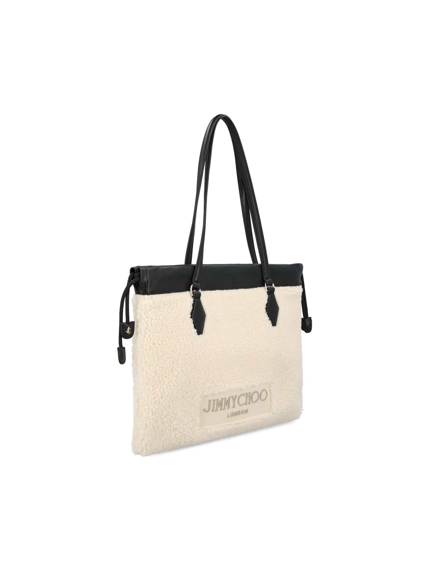 Borsa Tote in Montone e Pelle DRAWSTRING TOTE/M XYENatural/black JIMMY CHOO 